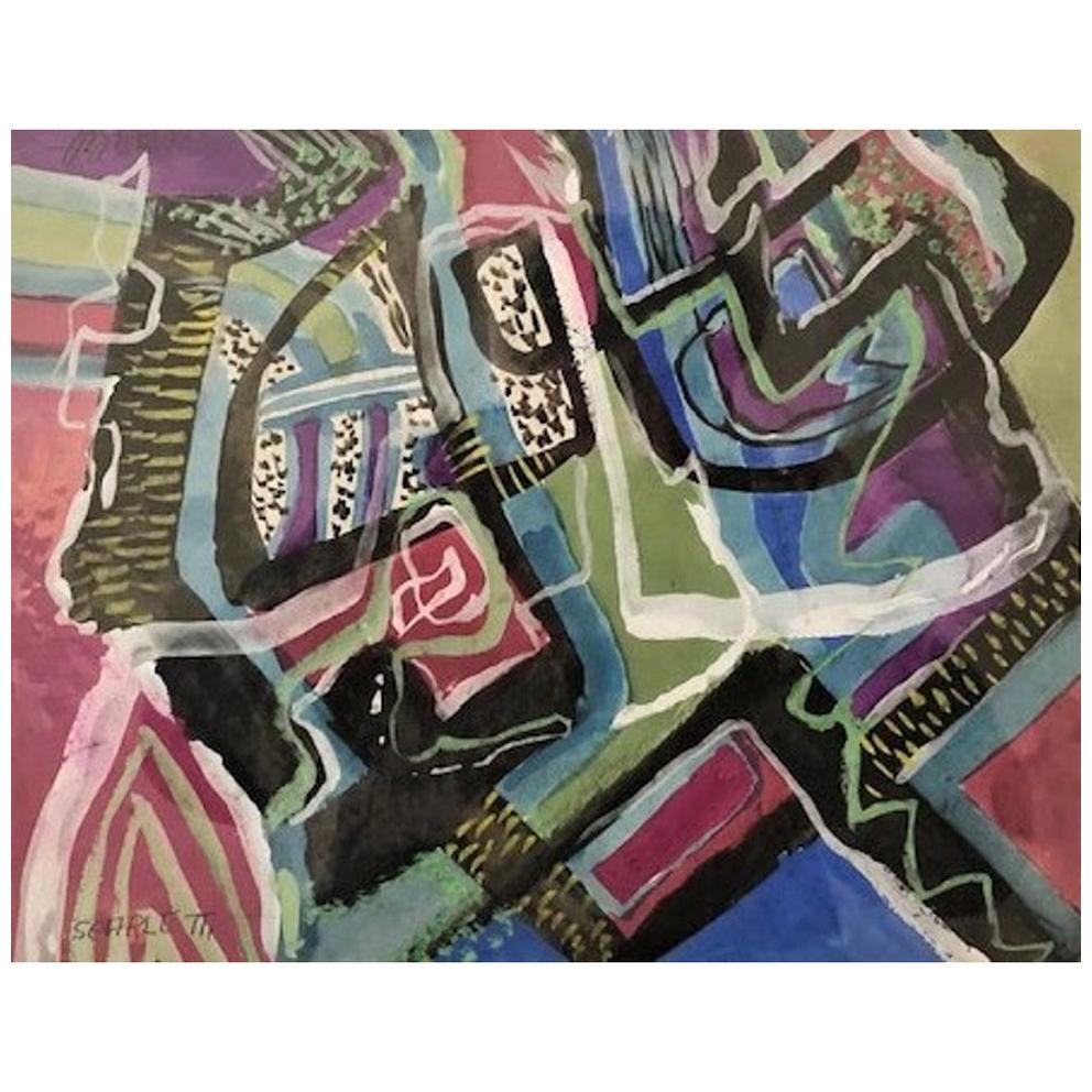 Rolph Scarlett, Modernist Abstract Composition, Guache on Paper, Ca. 1950’s For Sale