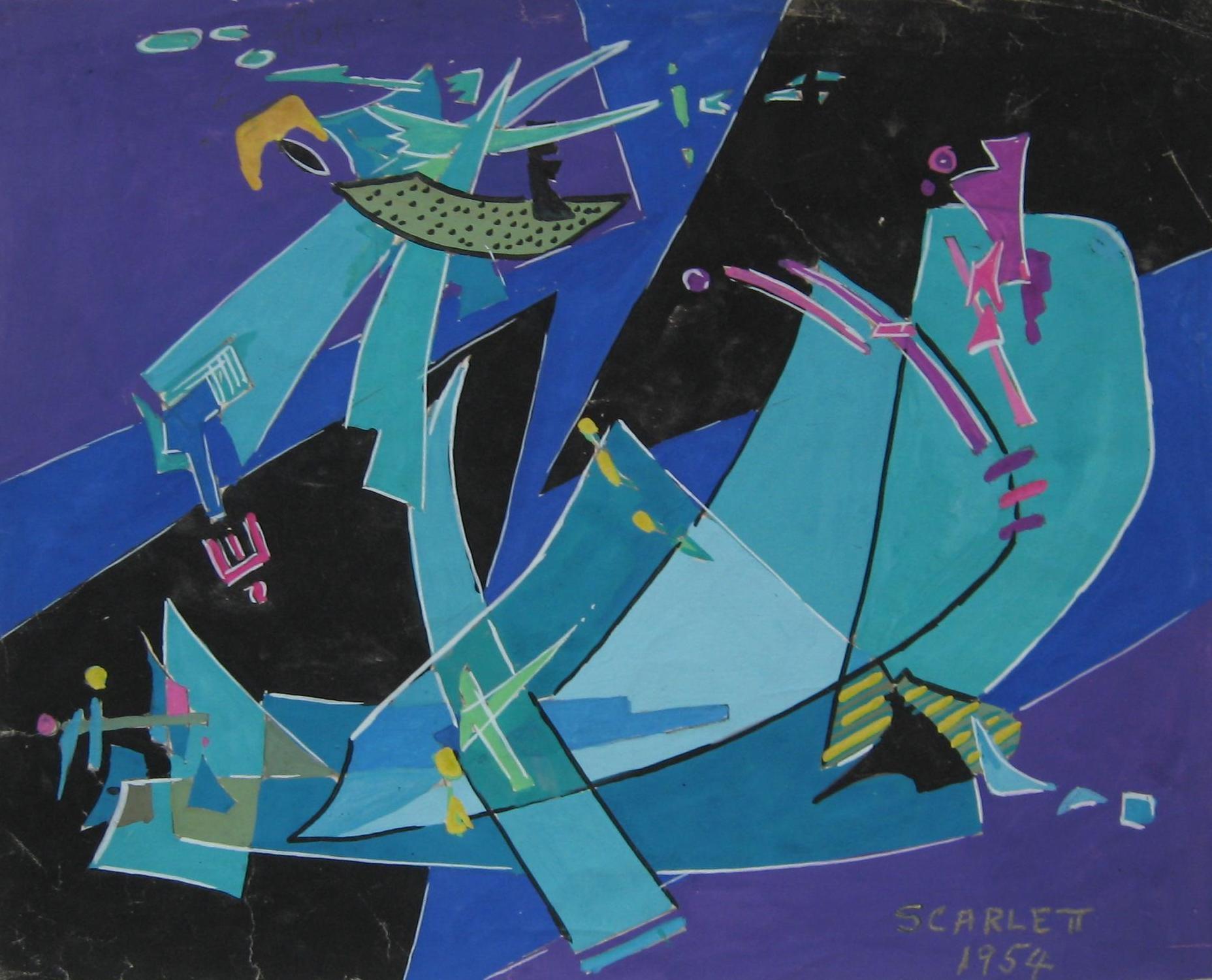 Abstract Expressionist Watercolor on Paper