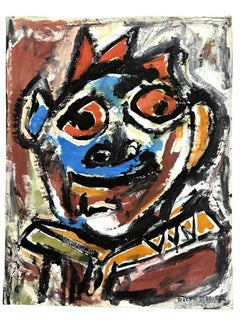 Blue Man Abstrakter Expressionist Arbeit auf Papier