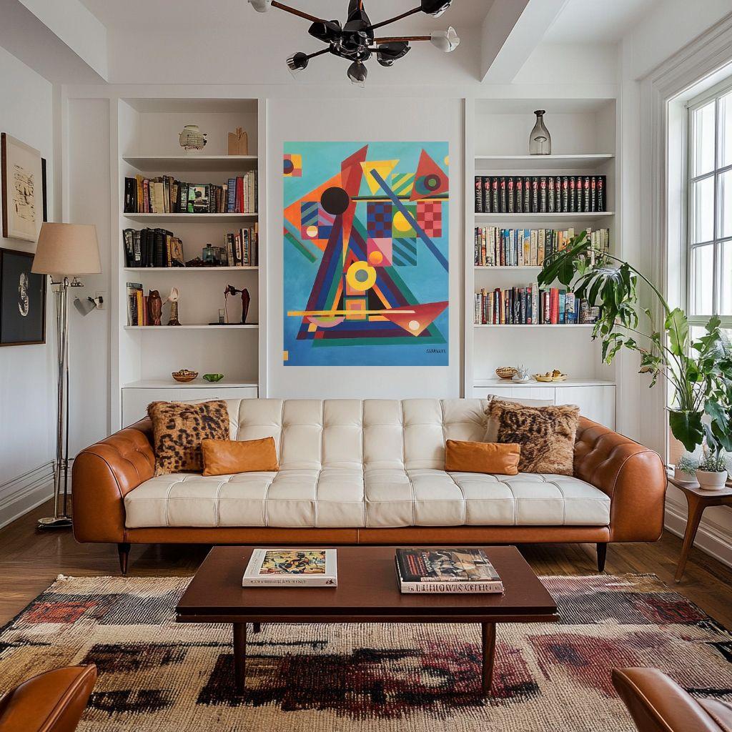 Geometrisch Abstrakt (Blau), Abstract Painting, von Rolph Scarlett