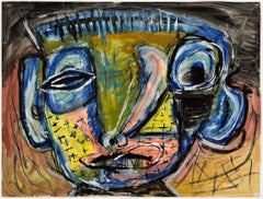Portrait, Gouche originale sur papier, encadré sur mesure, 24 x 30 pouces
