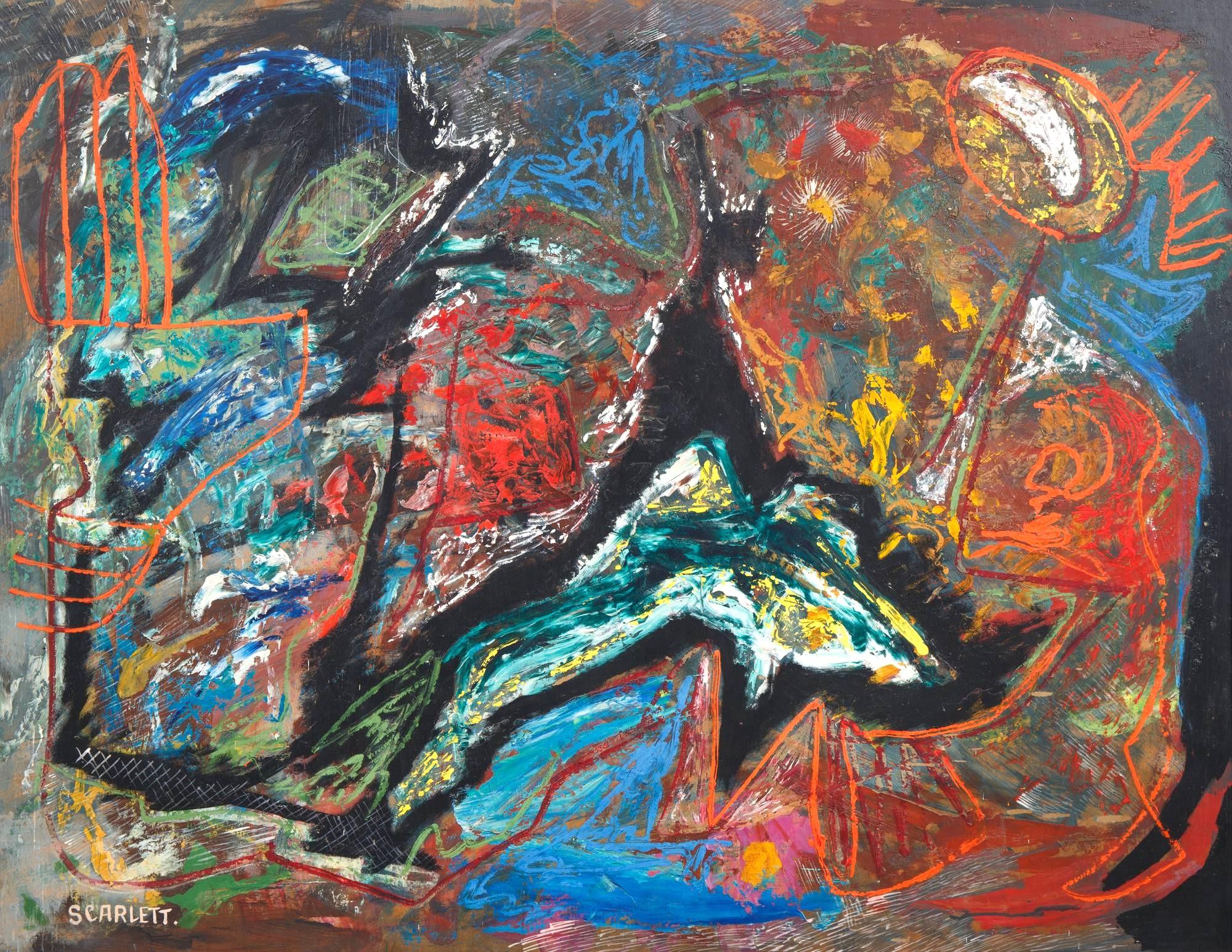 Rolph Scarlett Abstract Painting – Ohne Titel, Komposition mit geschwungenen Formen