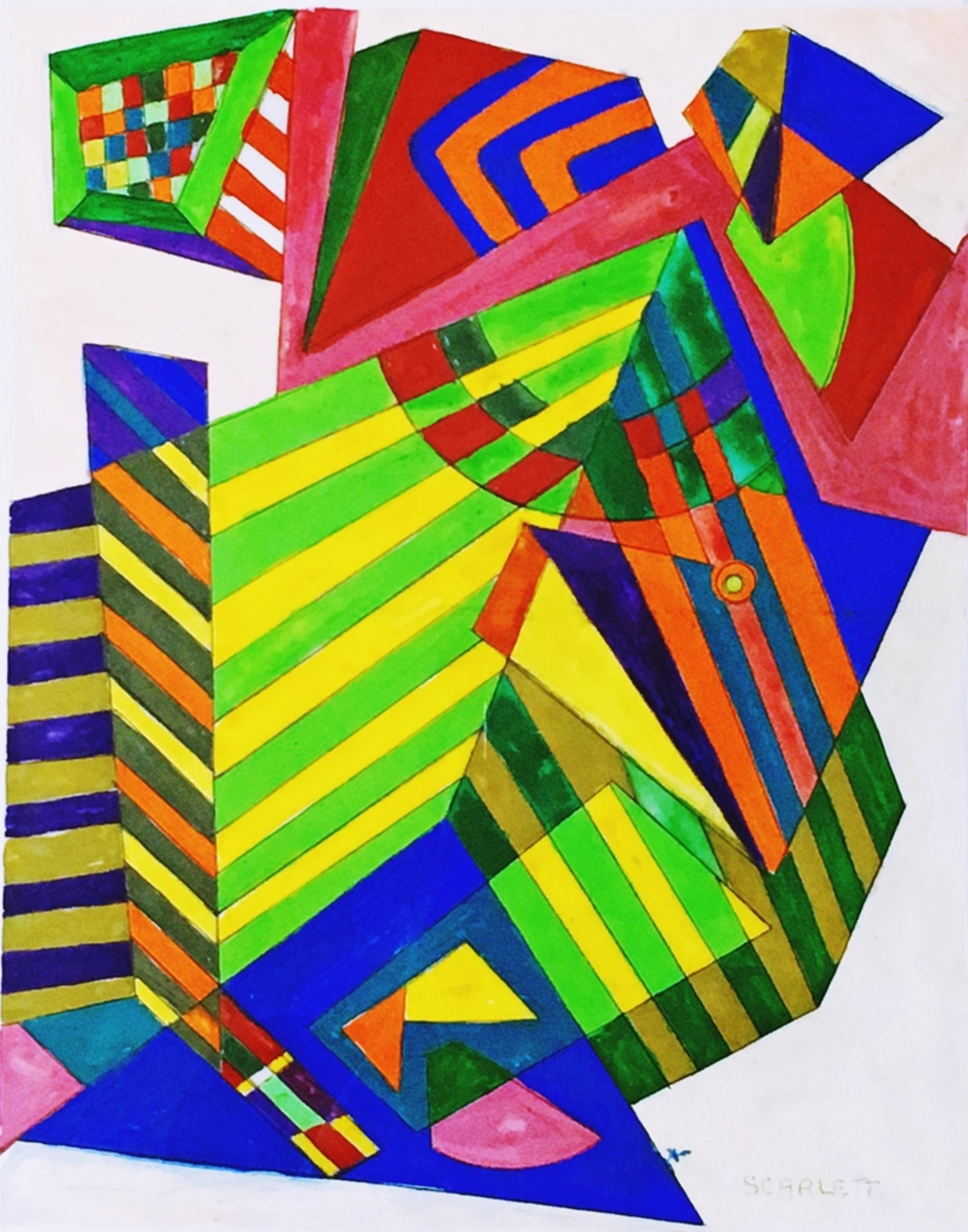 Ohne Titel Geometrische Abstraktion aus der Mitte des Jahrhunderts – Painting von Rolph Scarlett