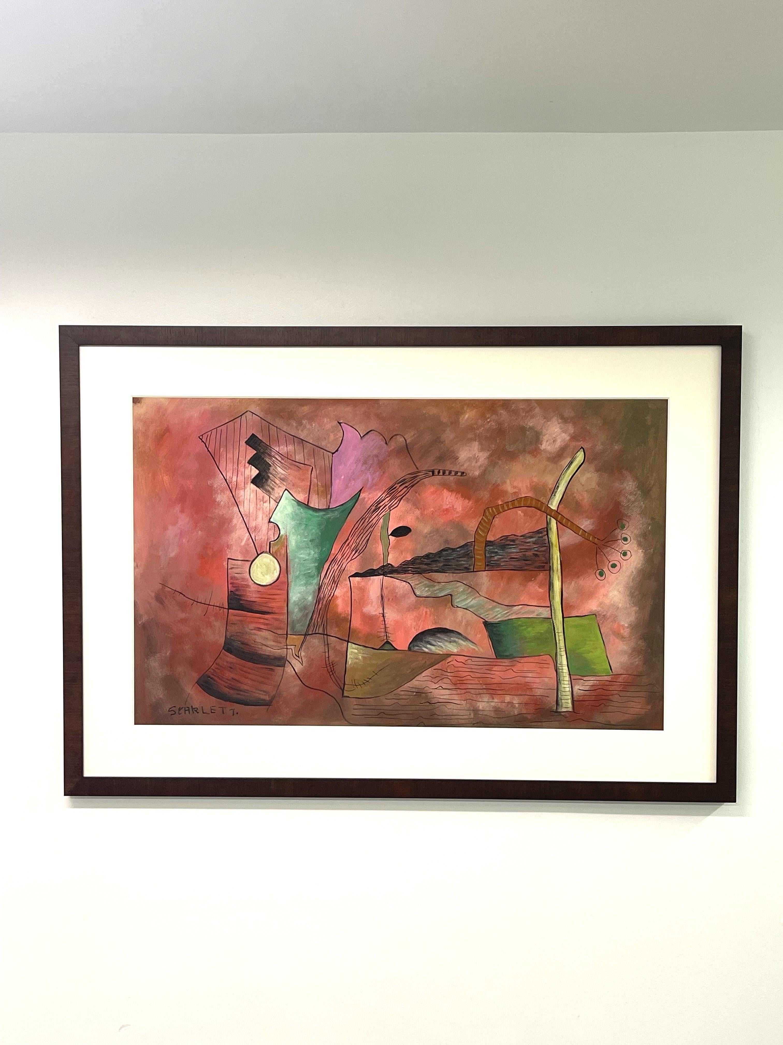 Untitled, Surrealist Landscape - Brown Abstract Painting by Rolph Scarlett