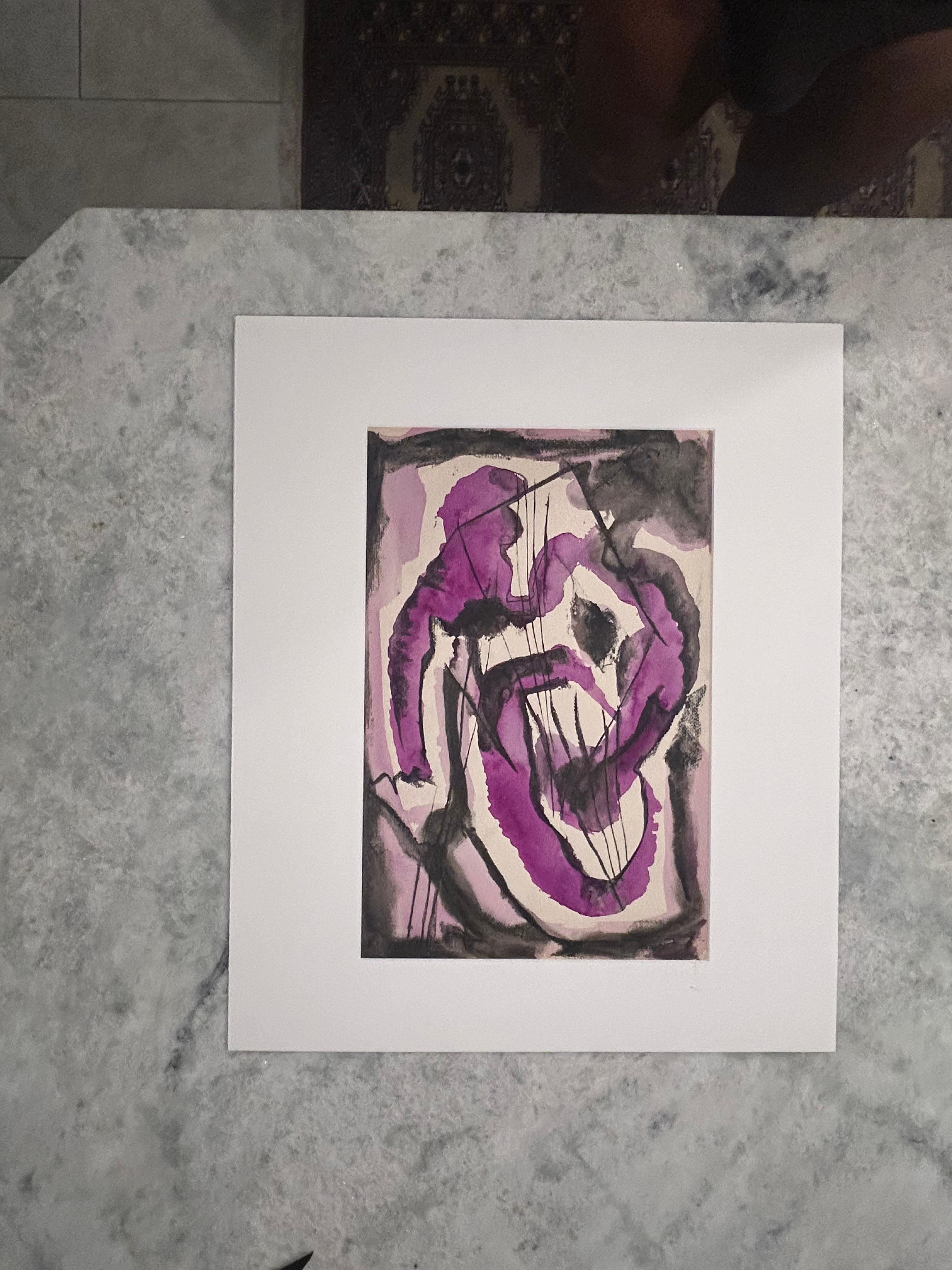 Rolph Scarlett watercolor, and ink on paper. In Good Condition For Sale In West Palm Beach, FL