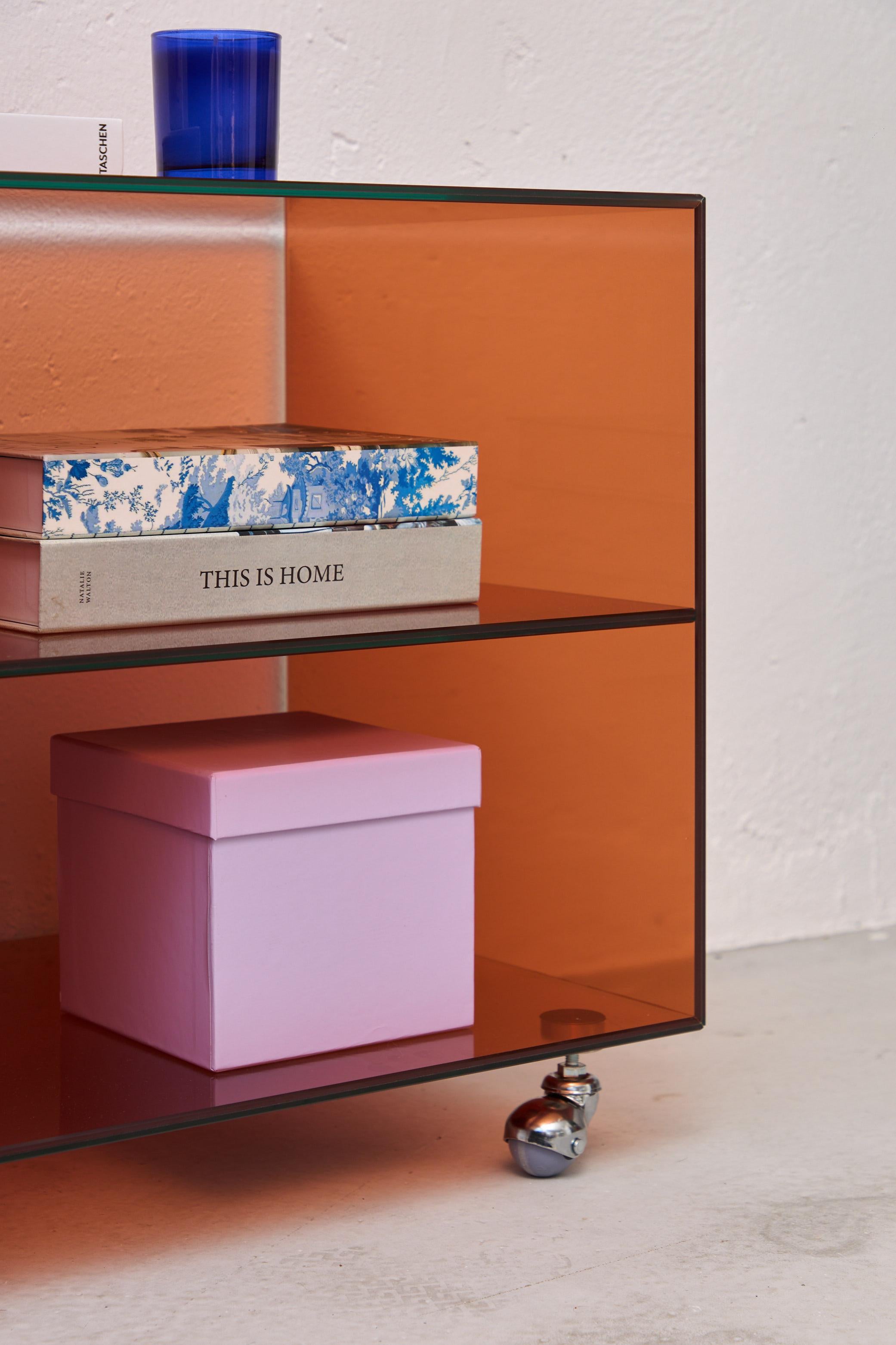 Glass Roly Midi Orange Trolley by Studio Monsoleil For Sale