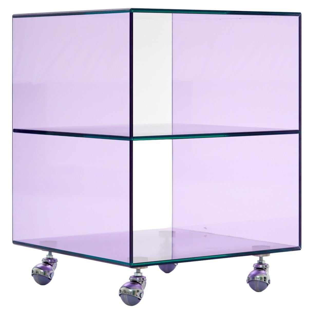 Roly Mini Lilac Glass Trolley Side Table