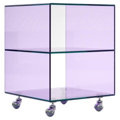 Mesa auxiliar Roly Mini de cristal lila