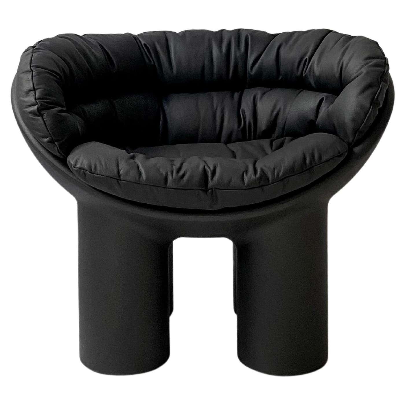 Roly Poly Armchair in Black by Faye Toogood with Aniline Leather ...