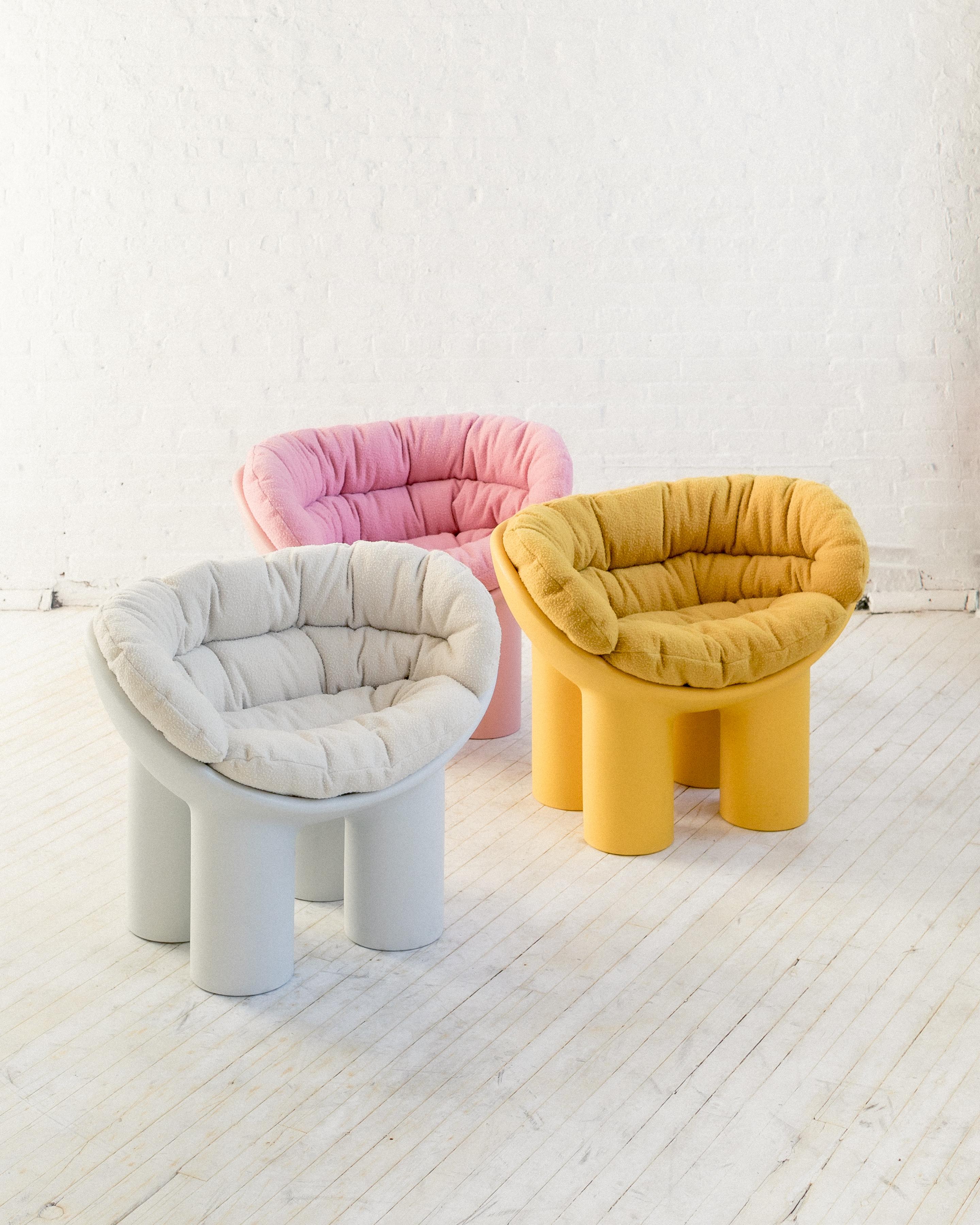 Italian Roly Poly Armchair in White by Faye Toogood with Casentino cushions - in stock