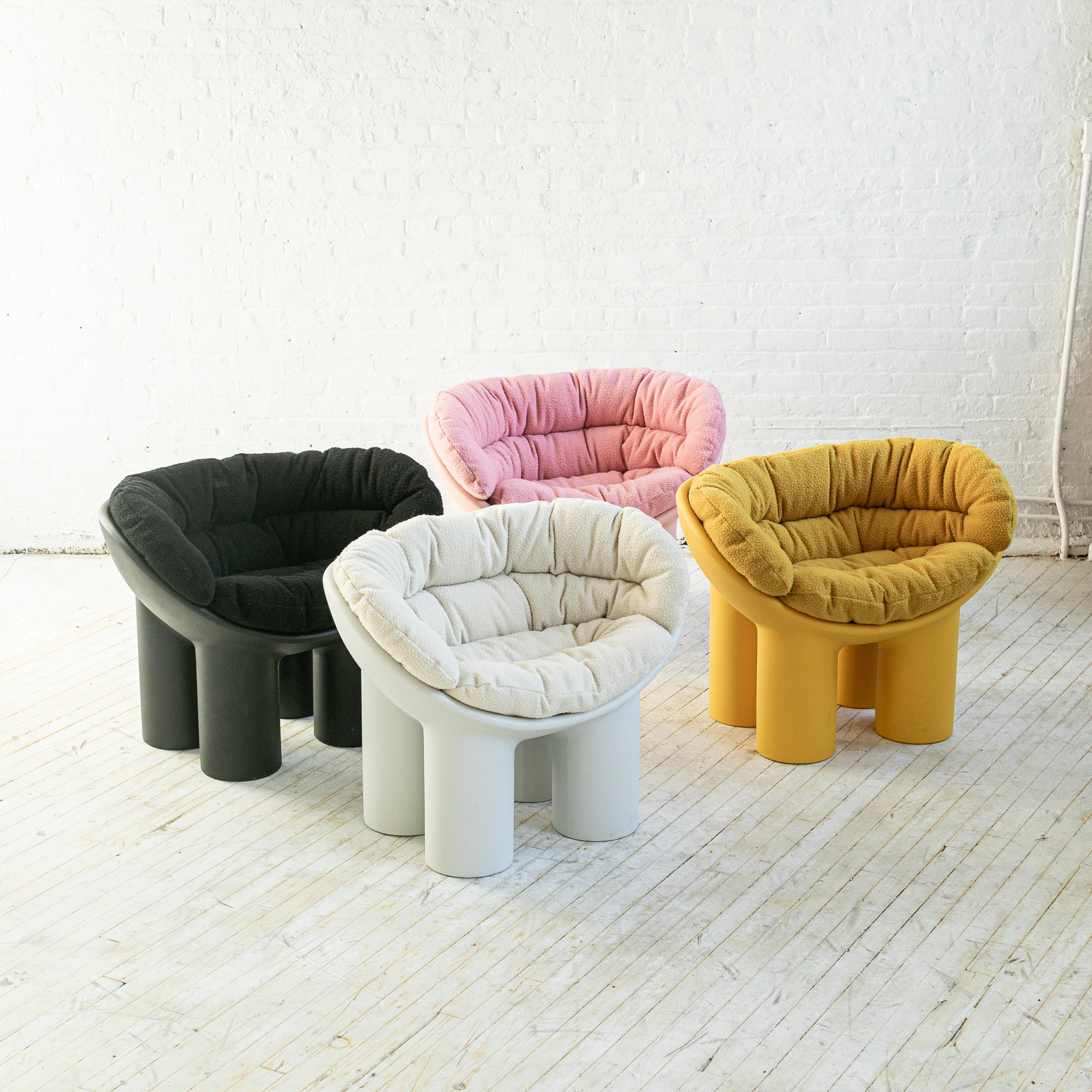 Contemporary Roly Poly Armchair in Black by Faye Toogood with Casentino cushions For Sale