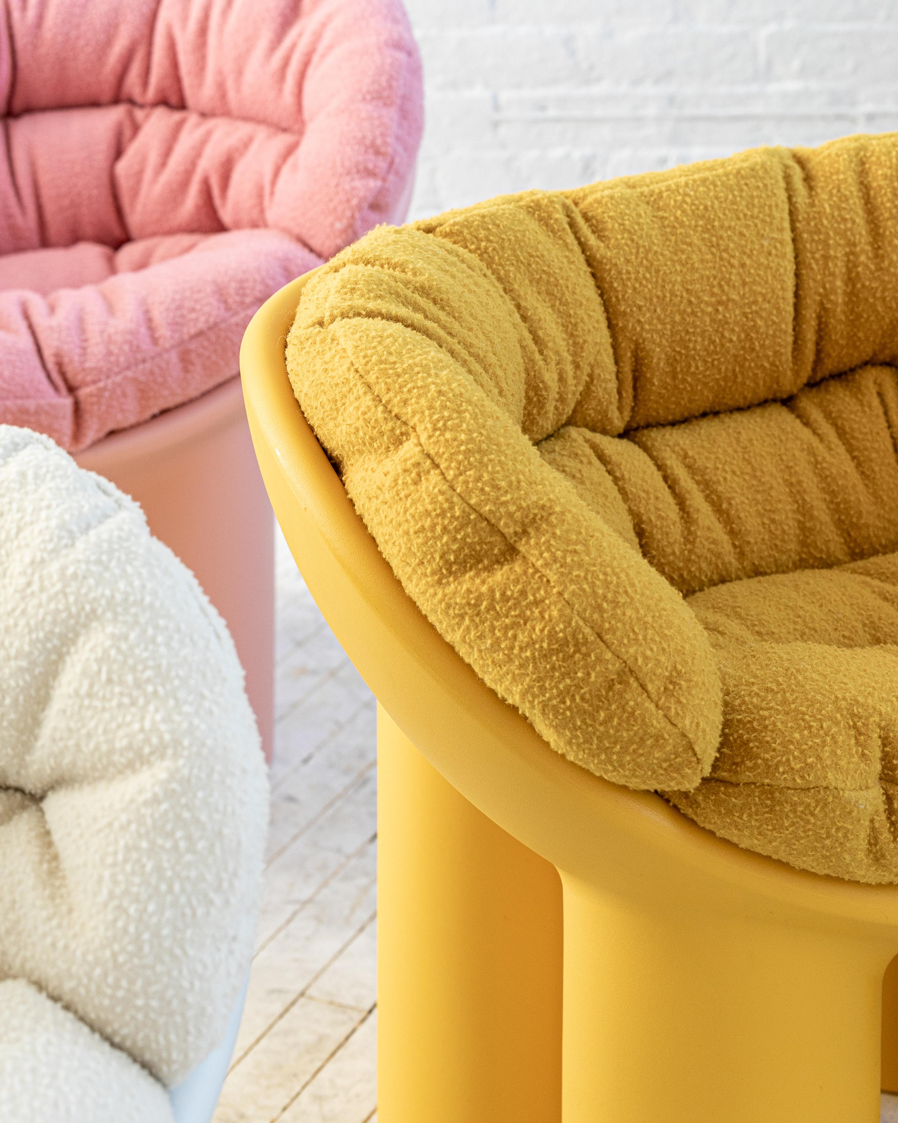 Wool Roly Poly Armchair in Yellow by Faye Toogood with Casentino cushions For Sale