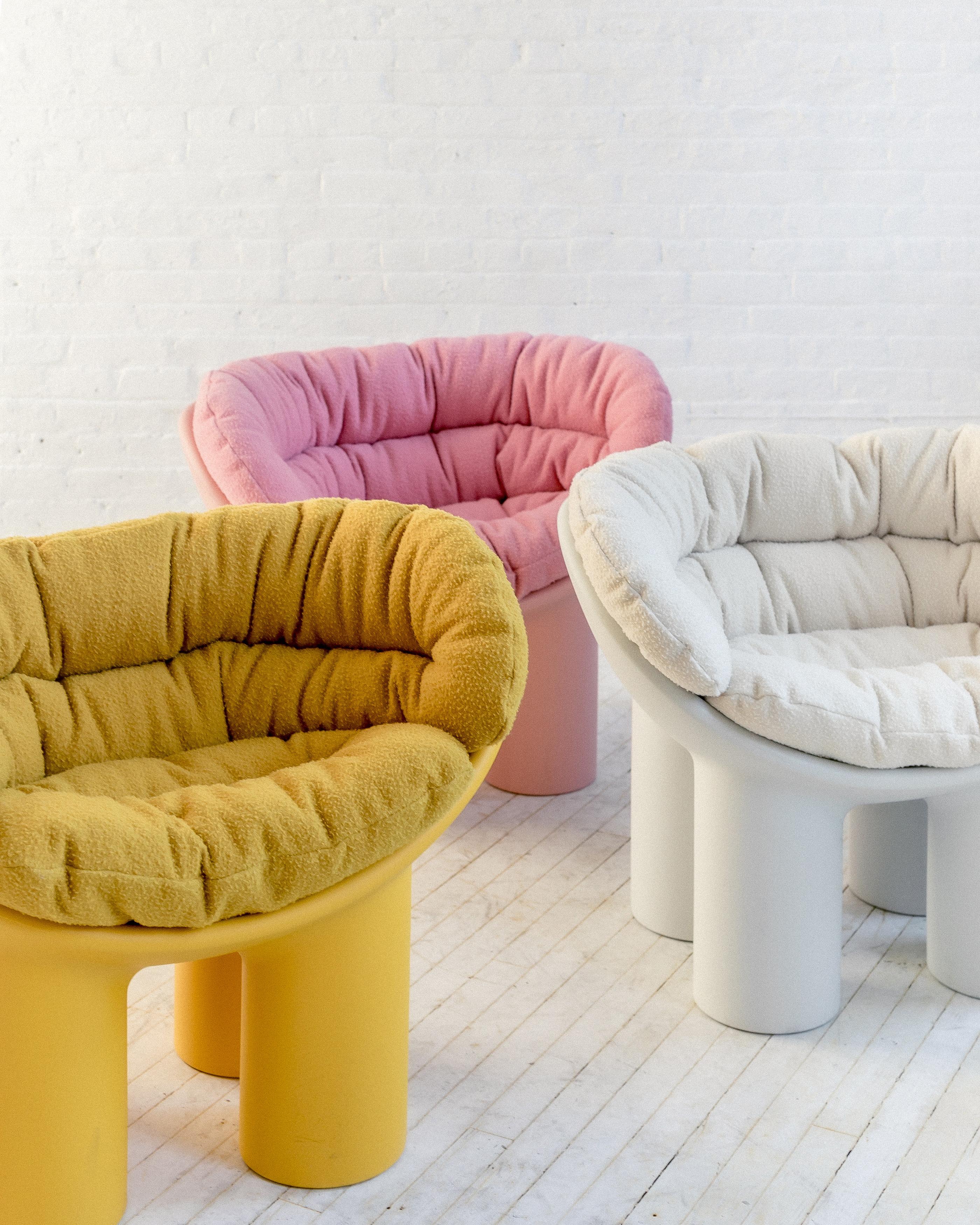 Contemporary Roly Poly Armchair in Yellow by Faye Toogood with Casentino cushions For Sale