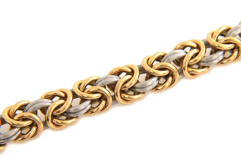 Rom Germany 18k Yellow Gold and Platinum Byzantine Link Bracelet For ...