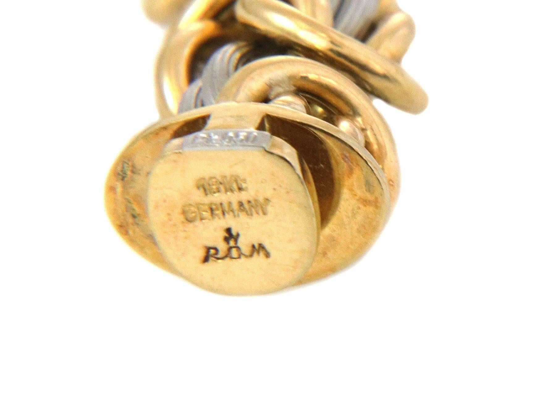Rom Allemagne Bracelet à maillons byzantins en or jaune 18 carats et platine Excellent état - En vente à Boca Raton, FL