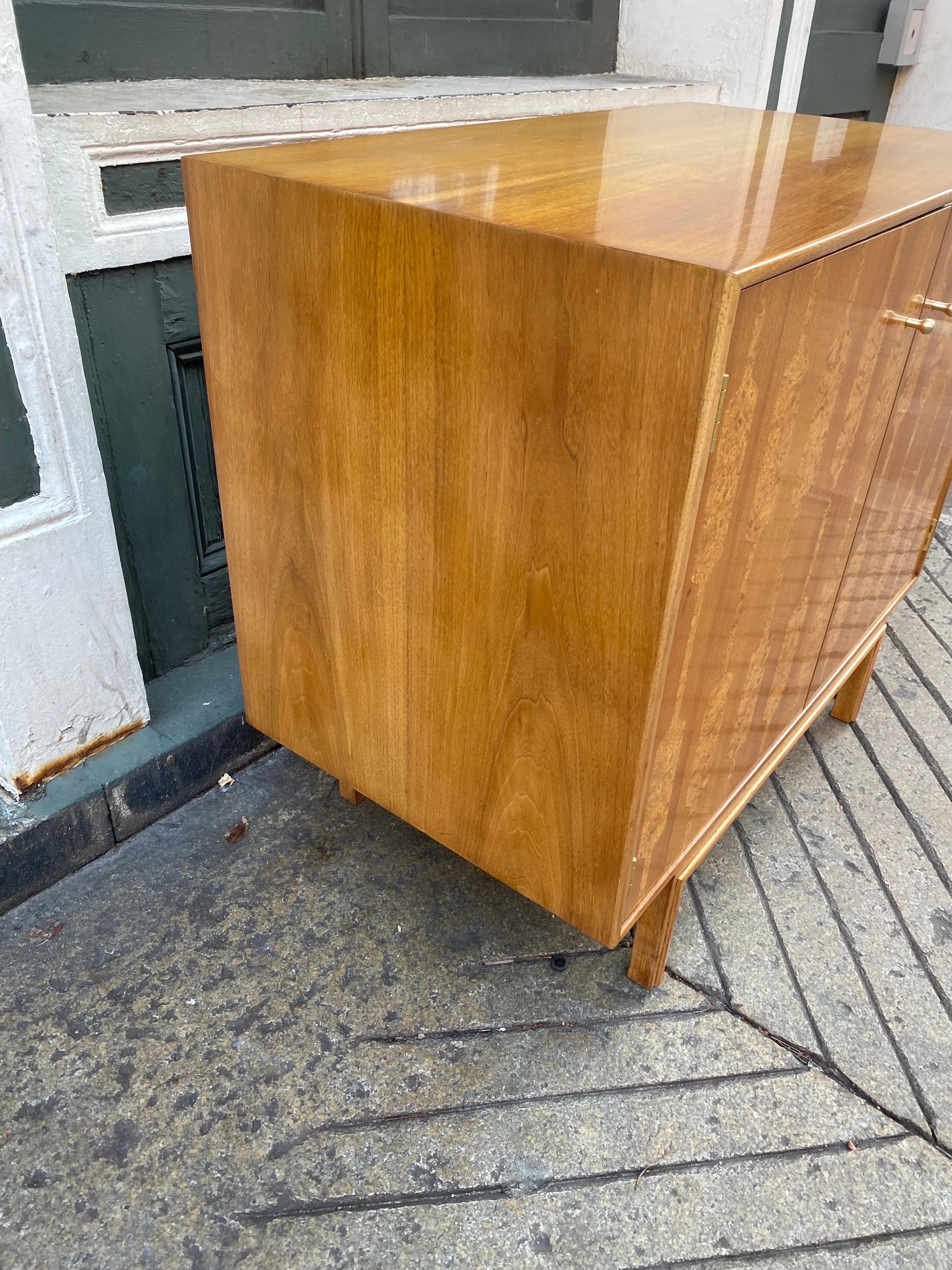Mid-Century Modern Rom Weber Burled Wood and Walnut 2 Door Cabinet For Sale