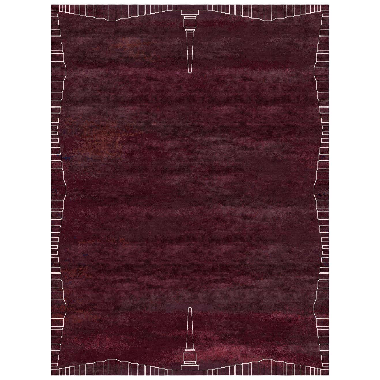 Roma Amaranto - Purple Designer Hand Knotted Wool Silk Rug For Sale at ...