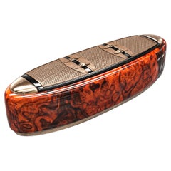 "Roma" Bench with Bronze and Woven Leather, Handmade, Istanbul