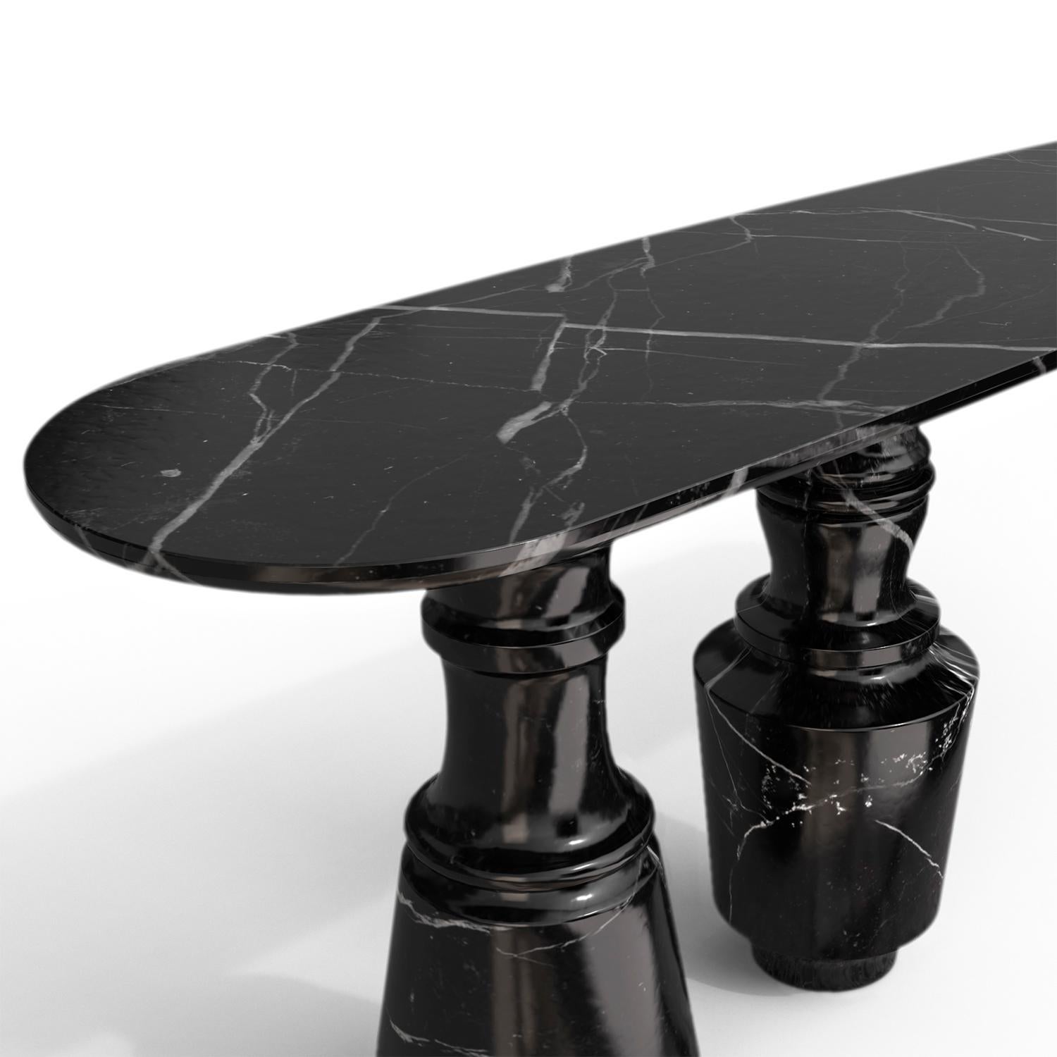 Contemporary Roma Black Marble Console Table For Sale