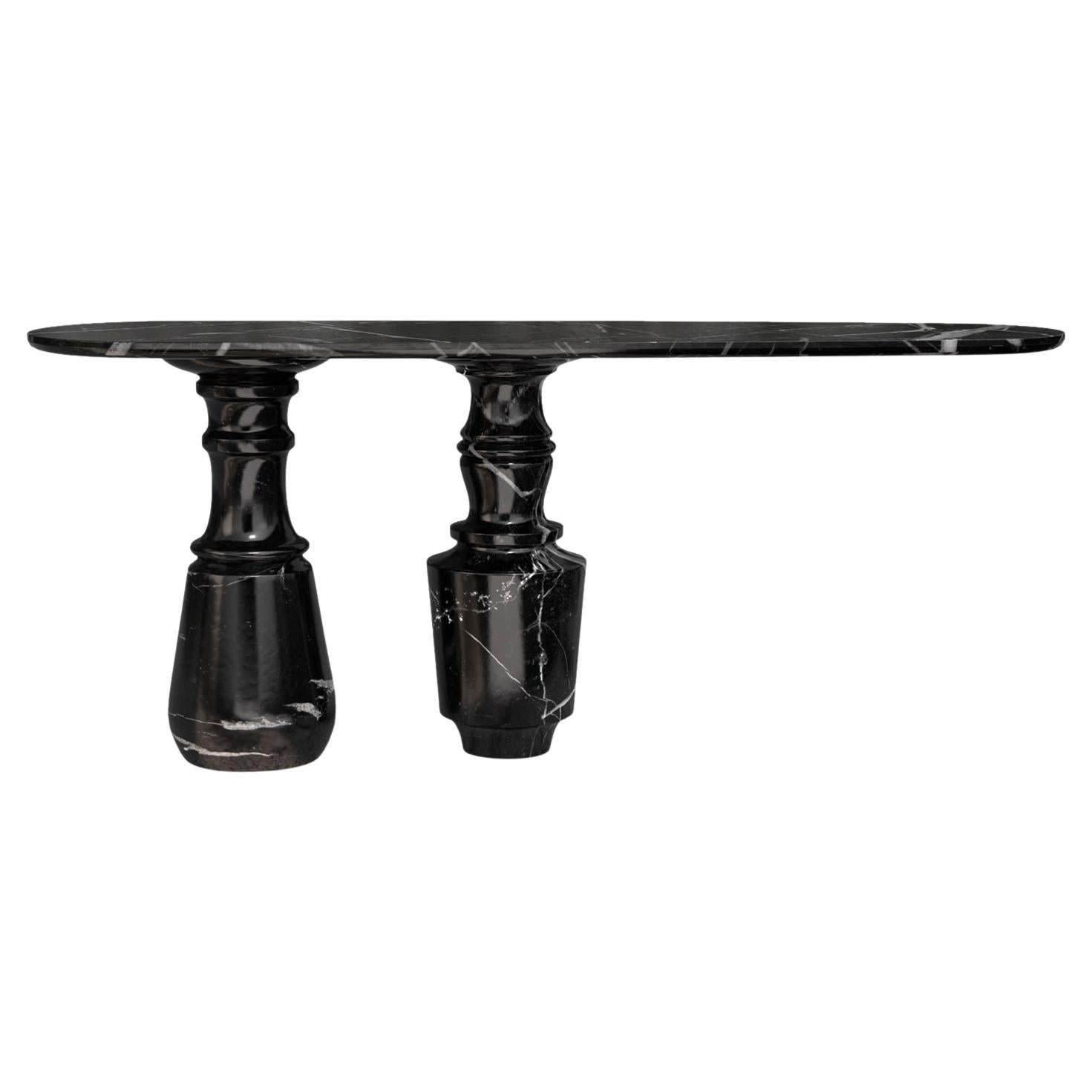 Roma Black Marble Console Table