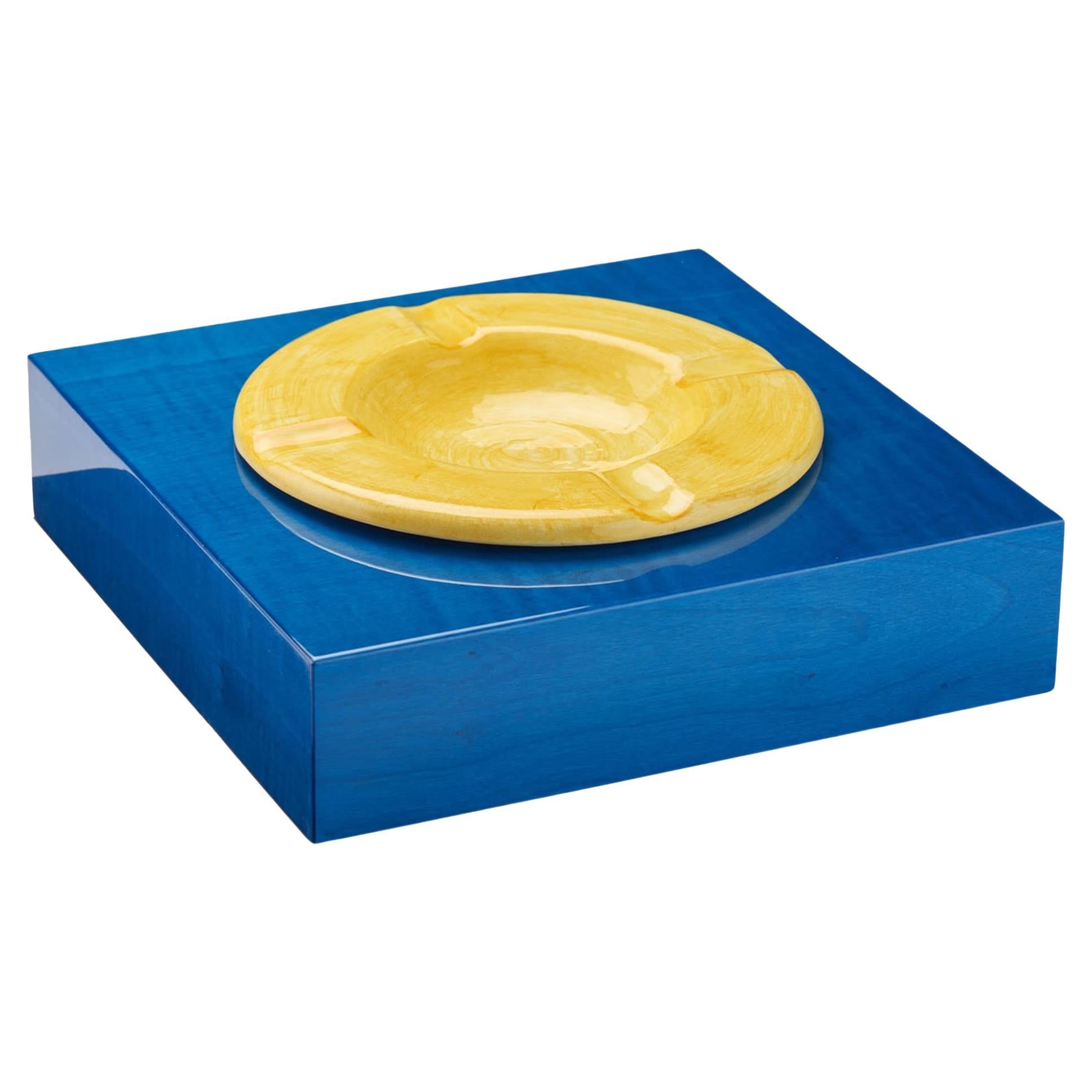 Roma Blue and Yellow Ashtray For Sale