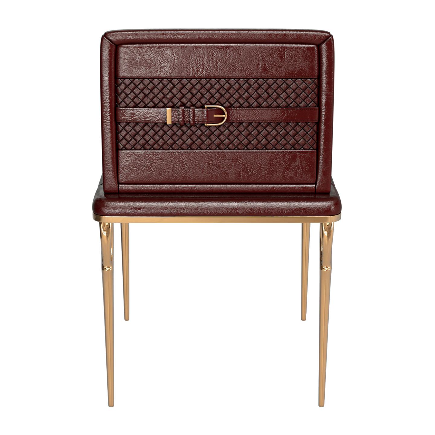 Stuhl „Roma“ mit Bronze und geflochtenem Leder, maßgeschneidert, Istanbul im Angebot 6