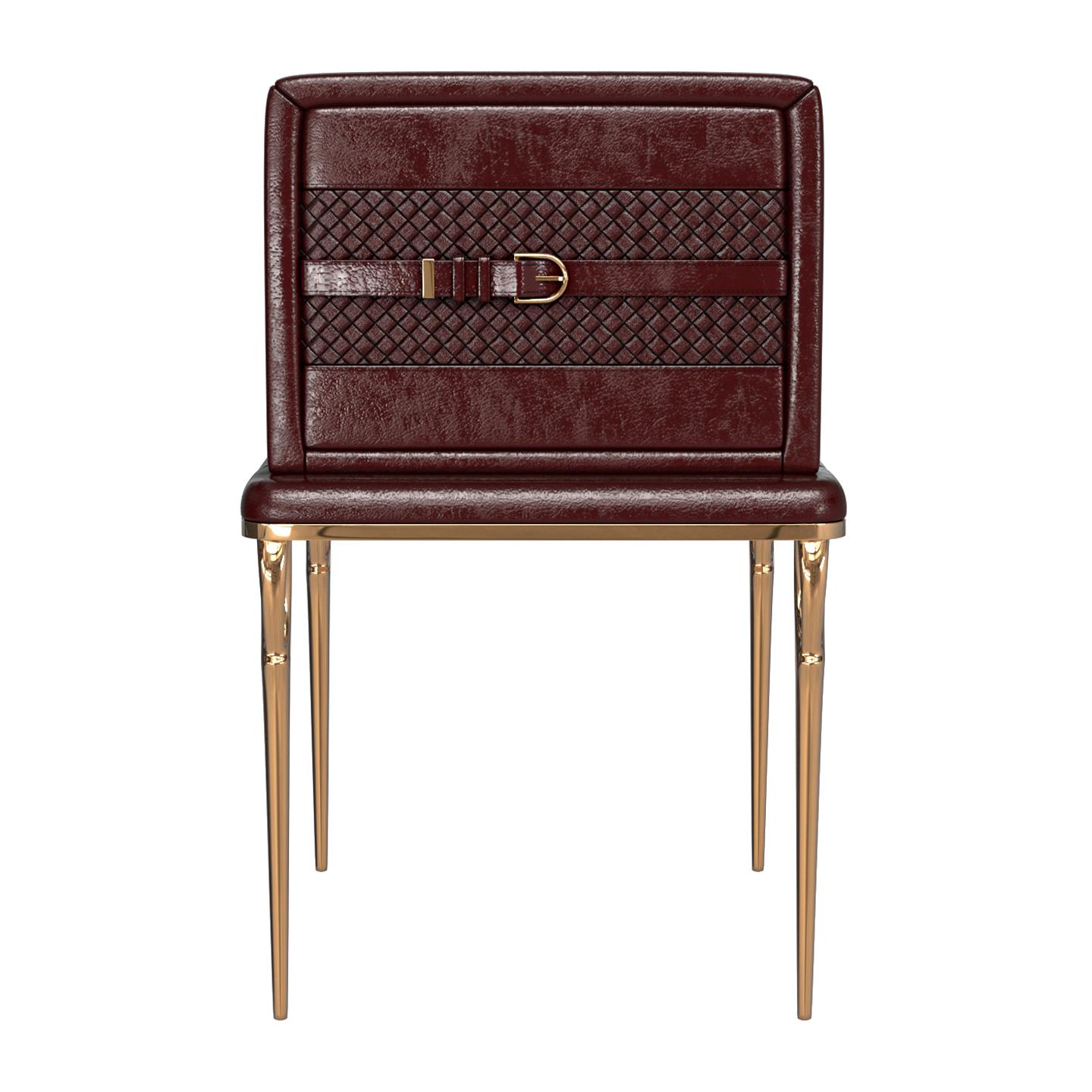 Stuhl „Roma“ mit Bronze und geflochtenem Leder, maßgeschneidert, Istanbul im Angebot 7