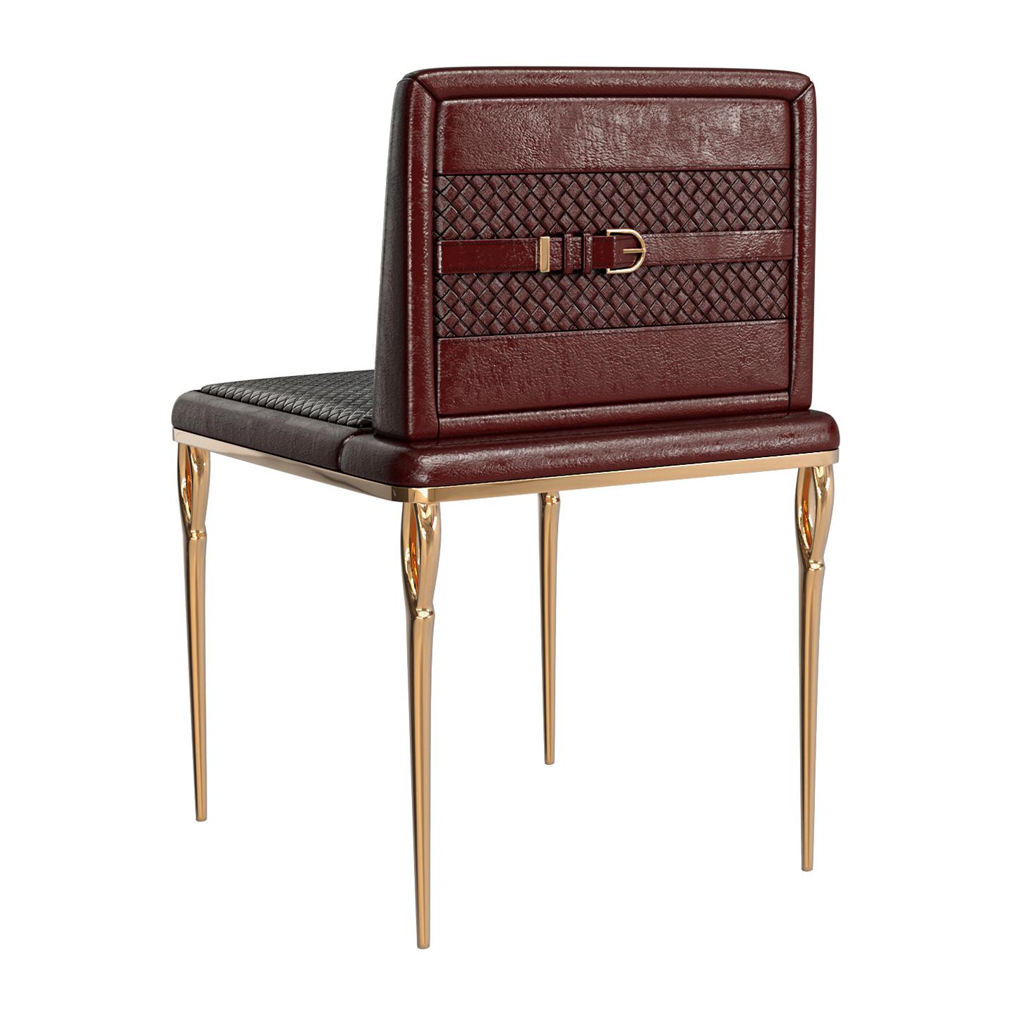 Stuhl „Roma“ mit Bronze und geflochtenem Leder, maßgeschneidert, Istanbul im Angebot 8
