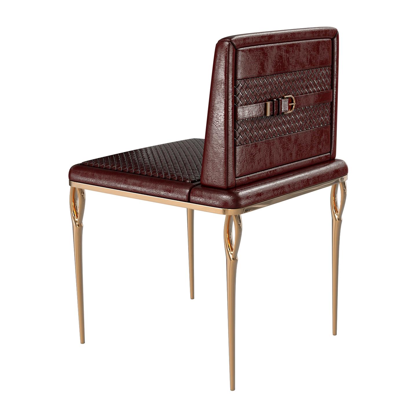 Stuhl „Roma“ mit Bronze und geflochtenem Leder, maßgeschneidert, Istanbul im Angebot 10