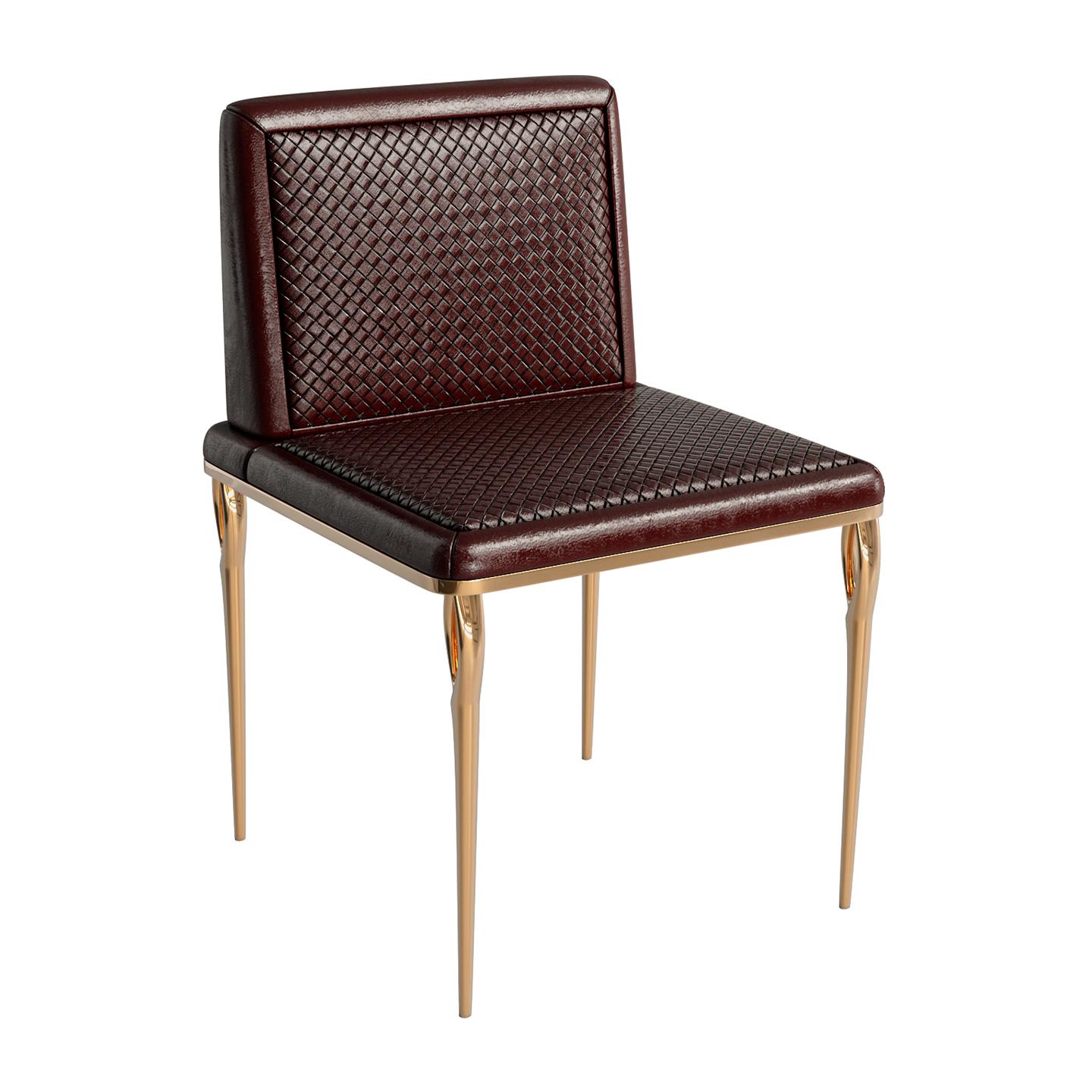 Stuhl „Roma“ mit Bronze und geflochtenem Leder, maßgeschneidert, Istanbul im Angebot 2