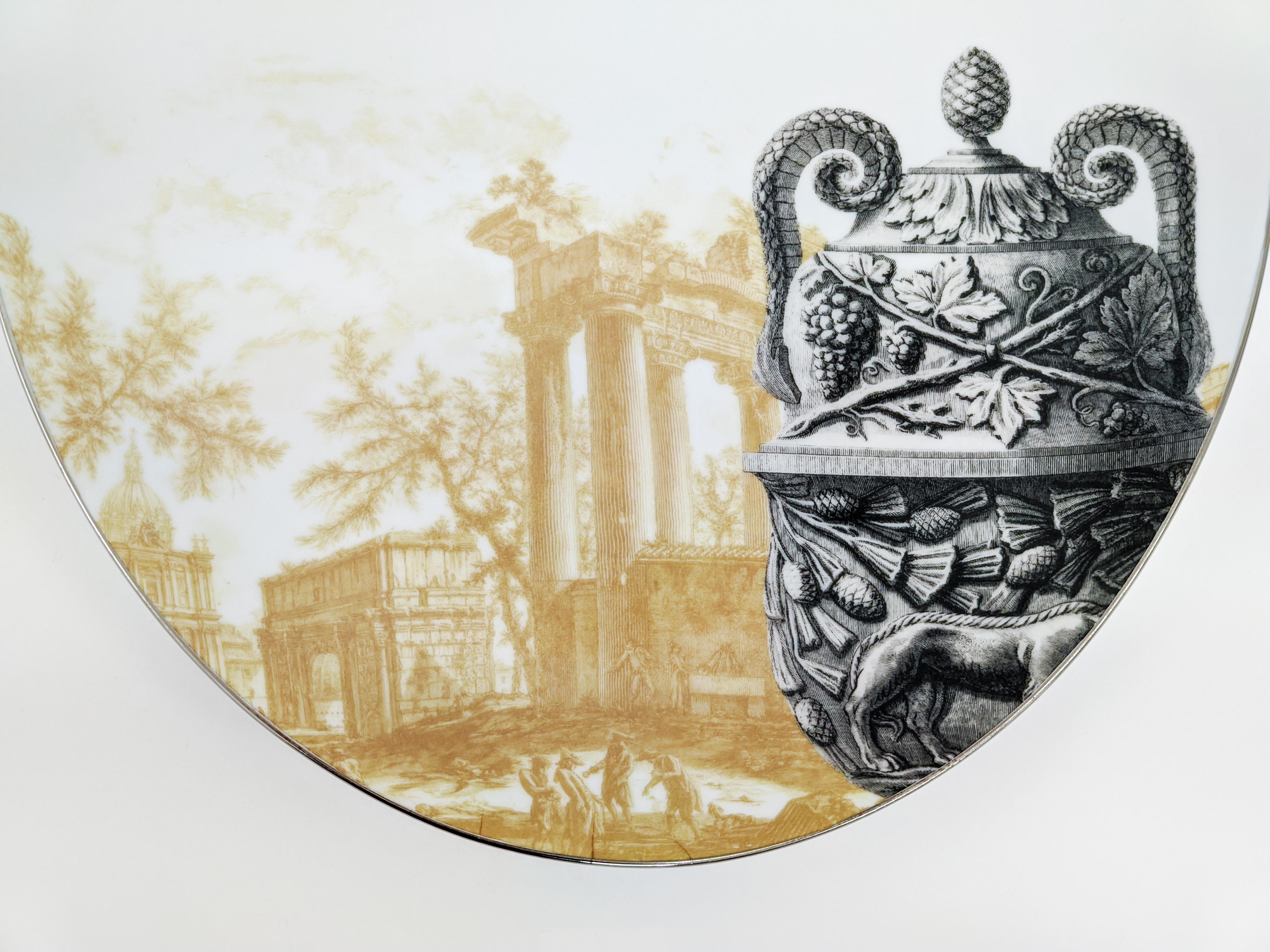Other Roma, Contemporary Decorated Porcelain Tray Design by Vito Nesta For Sale