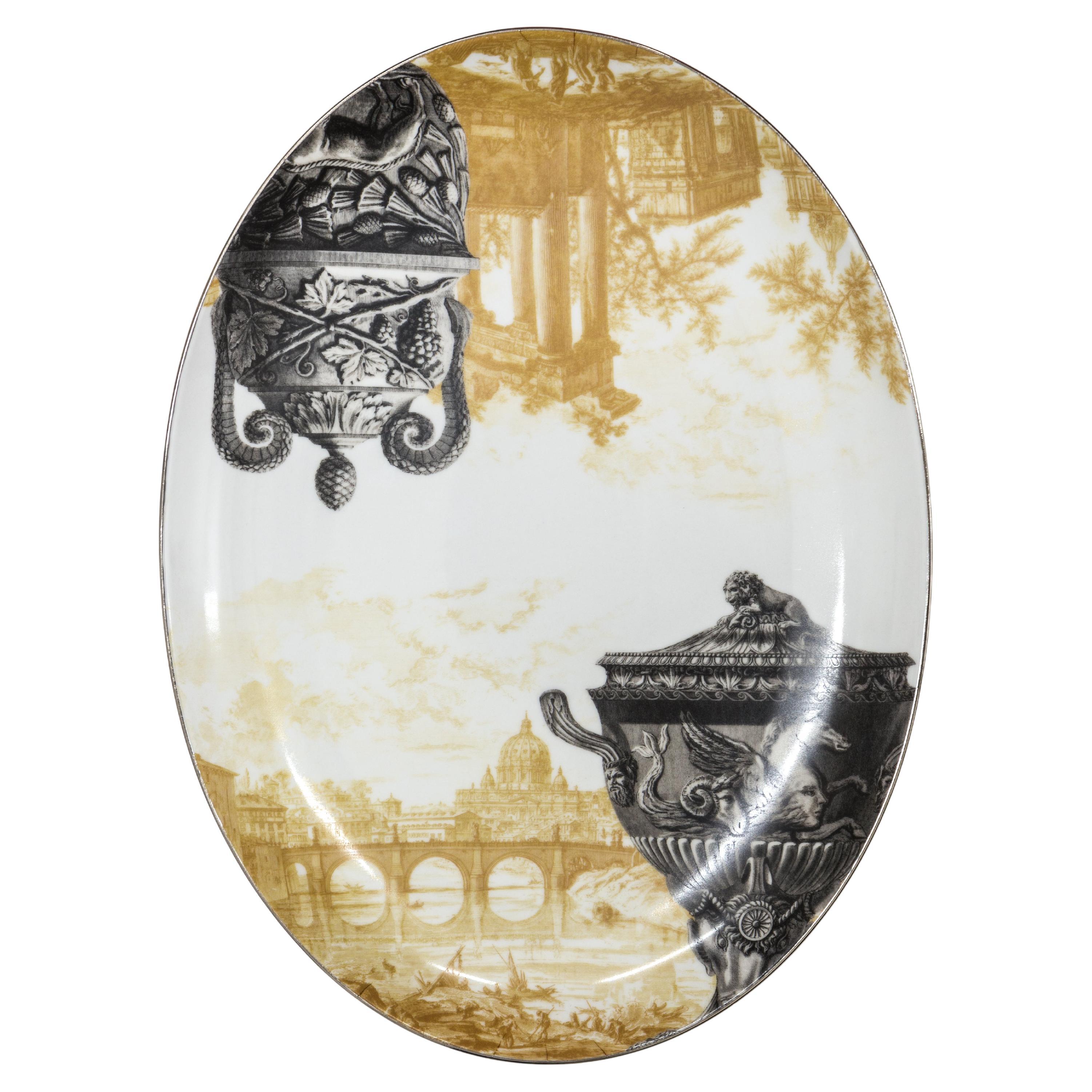 Roma, Contemporary Decorated Porcelain Tray Design by Vito Nesta For Sale