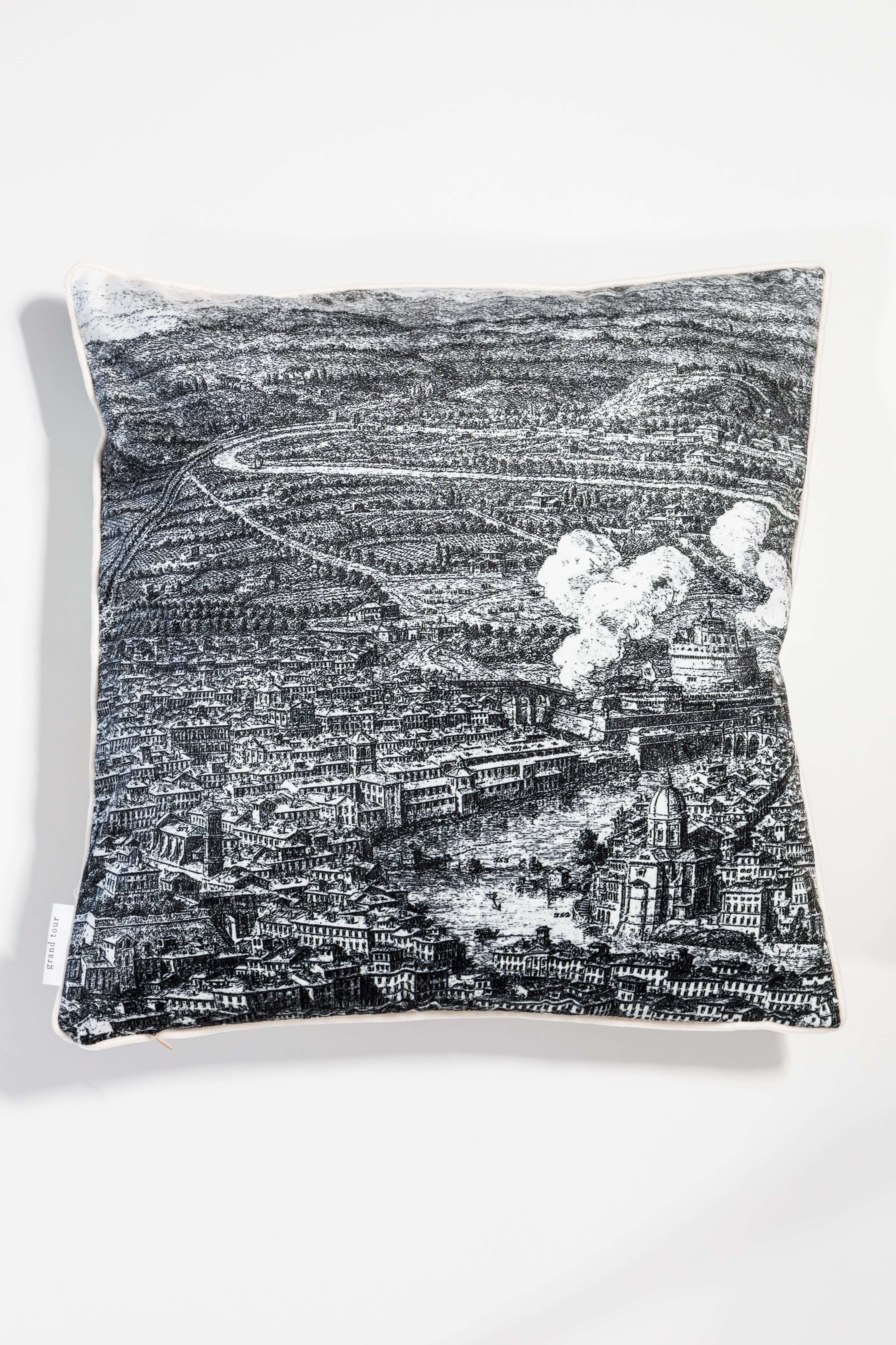 Roma, Contemporary Velvet Printed Pillow by Vito Nesta For Sale 1