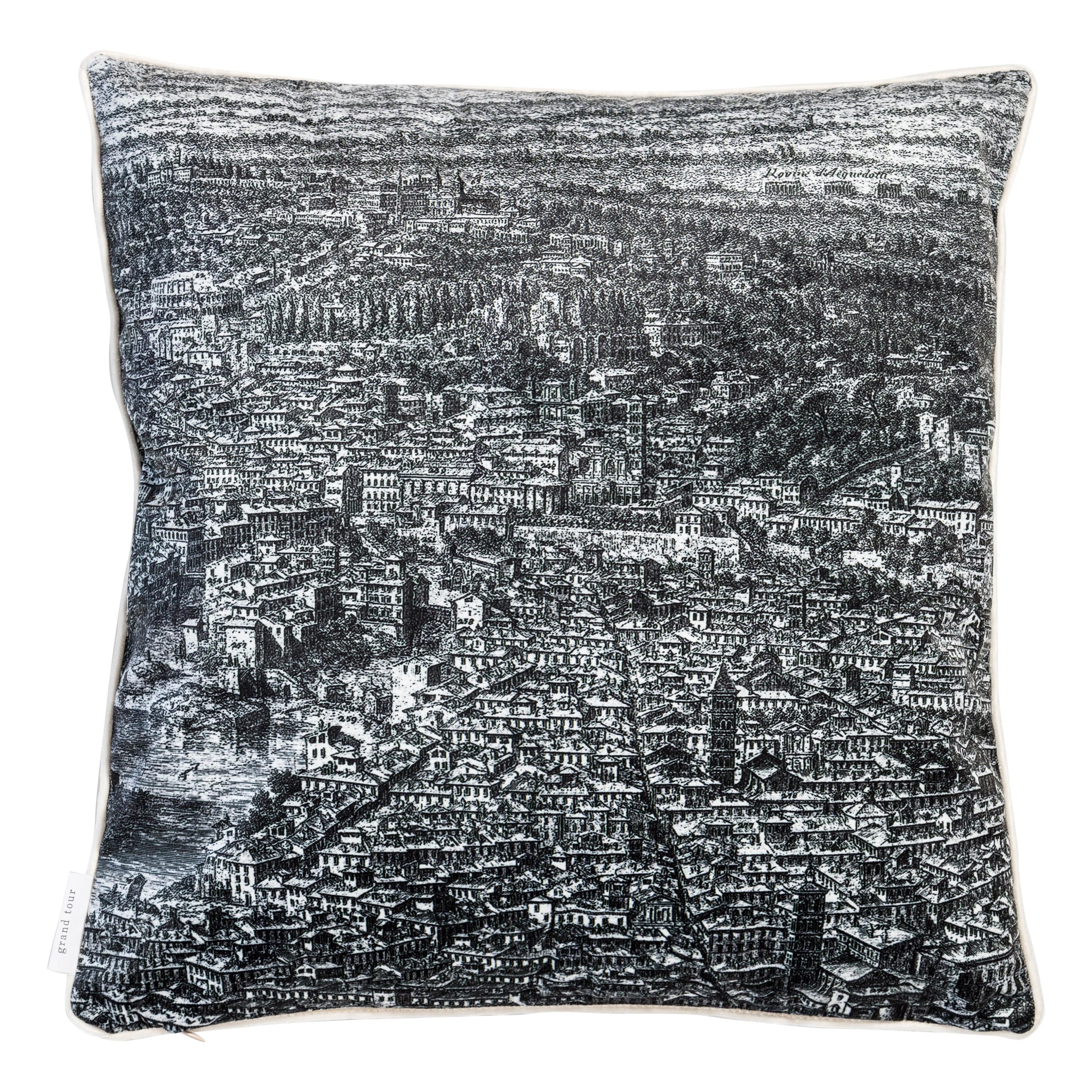 Roma, Contemporary Velvet Printed Pillow by Vito Nesta