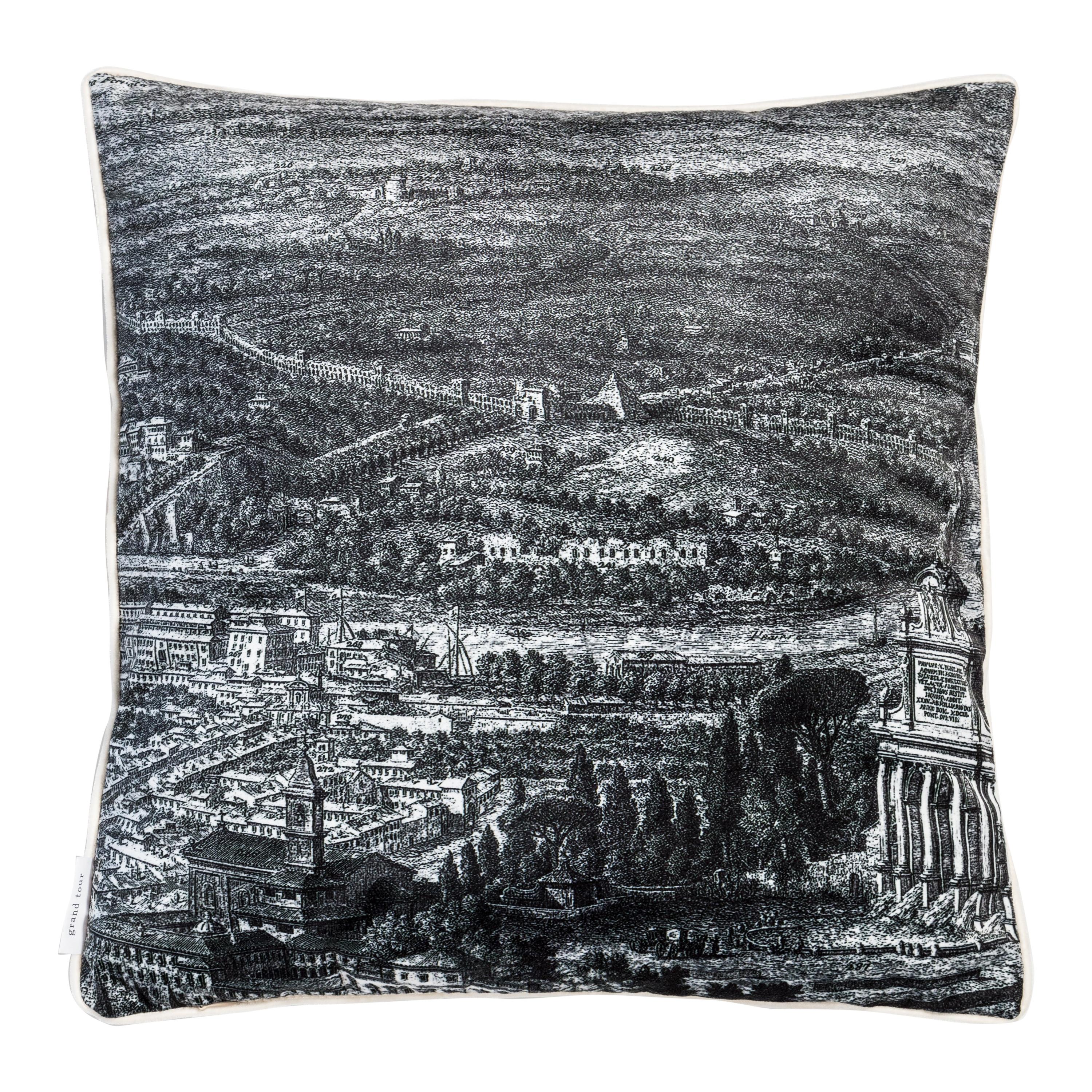 Roma, Contemporary Velvet Printed Pillow by Vito Nesta For Sale