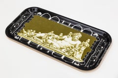 Rome, Contemporary Wooden Tray With Statue Etching and Architectural Elements