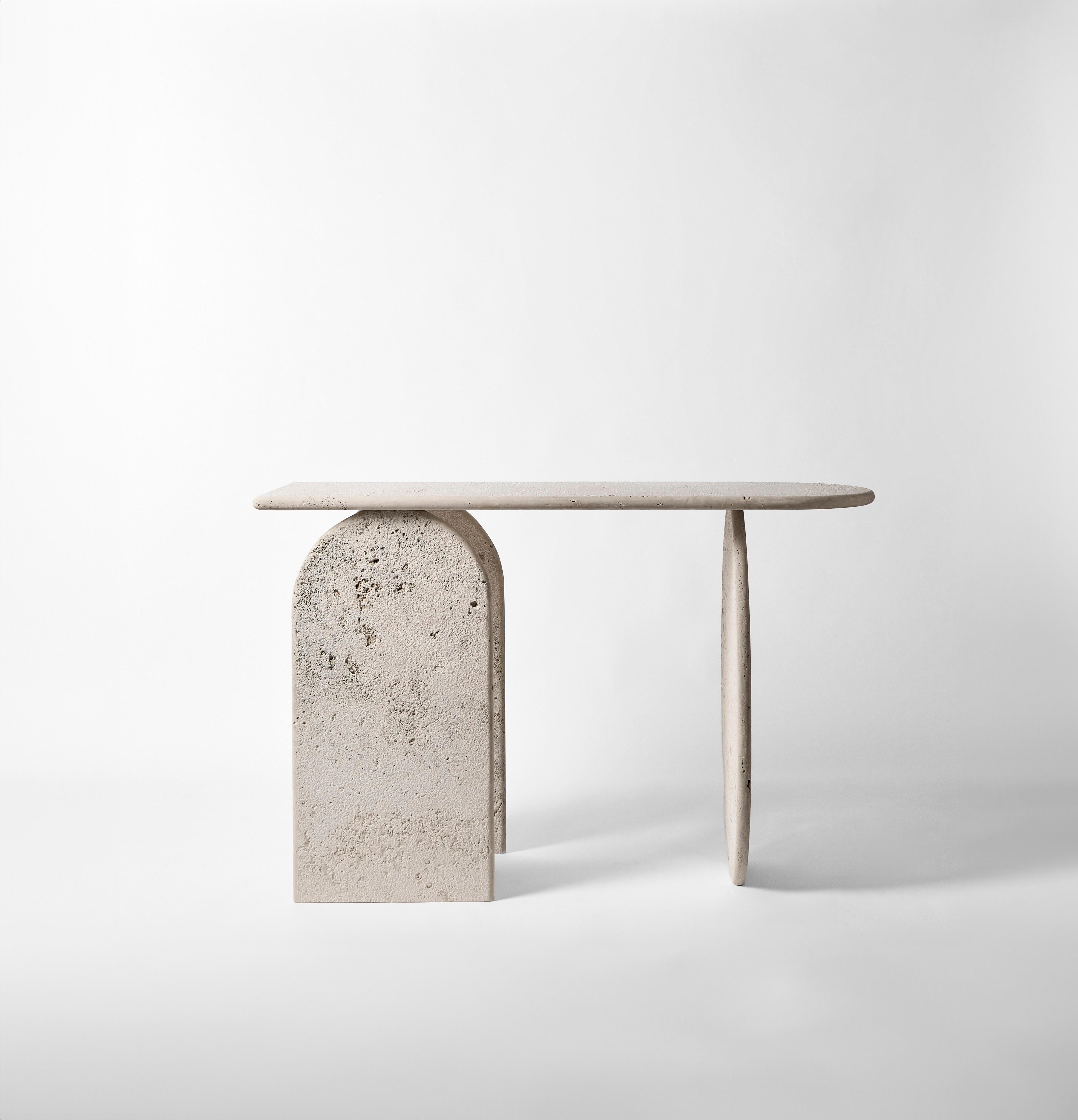 The Roma console is a masterful marriage of ancient inspiration and contemporary design. Hand-finished by skilled Tuscan craftsmen, this piece is inspired by the timeless forms of classical Roman architecture: the arch, the ellipse, and the circle.