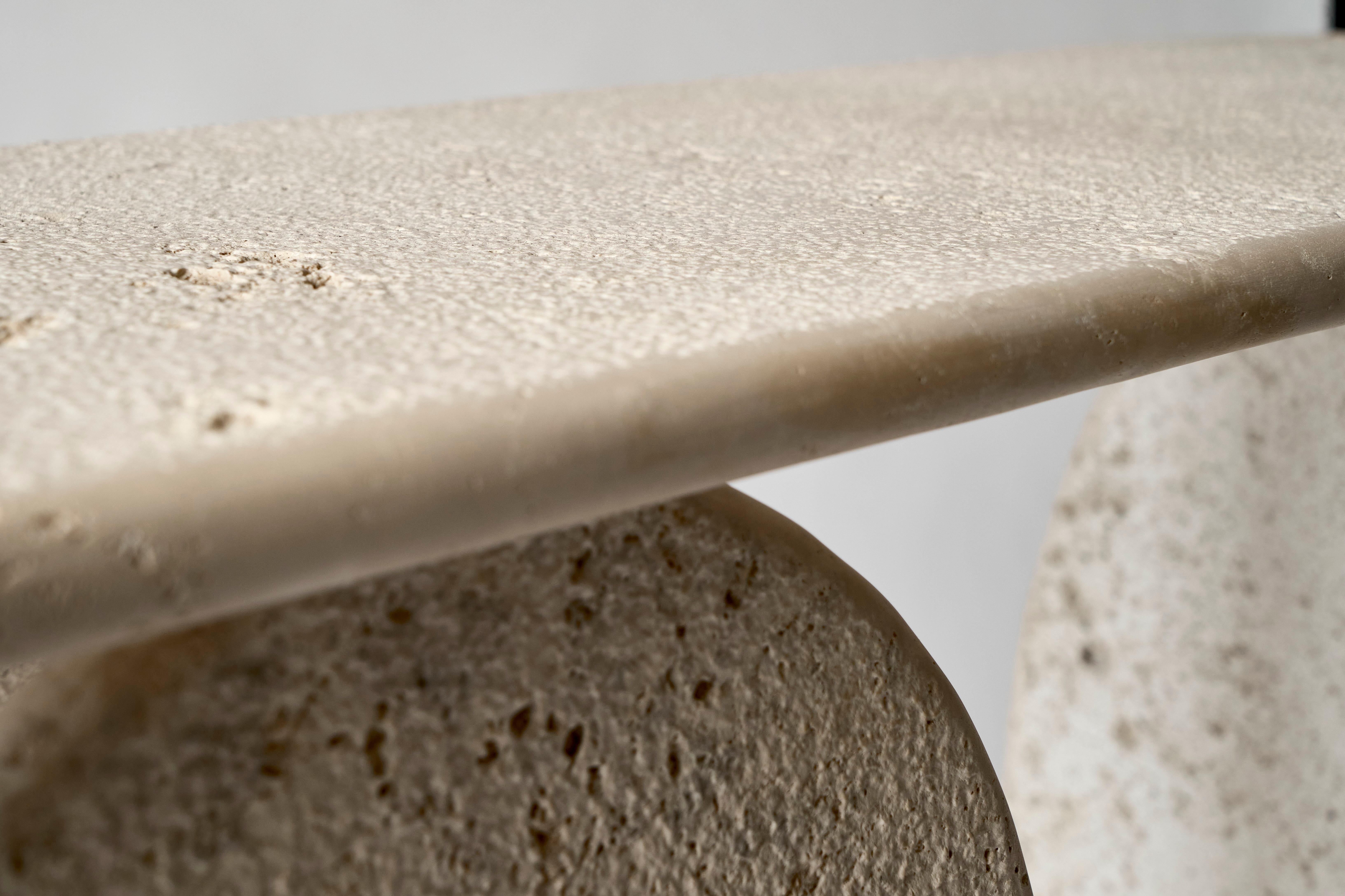 Contemporary Rome - FMM  2024  Travertine Console  140×40×90 cm  Handcrafted Tuscany For Sale