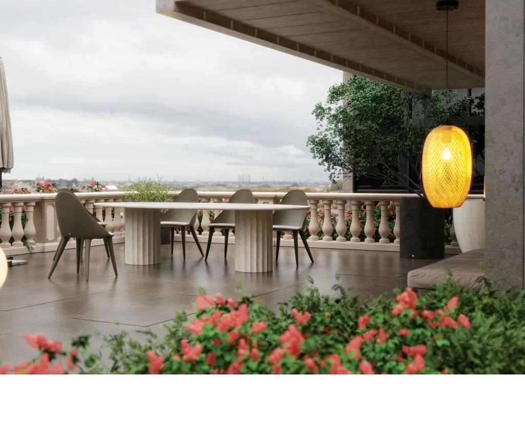 ROMA - Table de salle à manger elliptique d'intérieur/extérieur en finition plâtre vieilli en vente 2