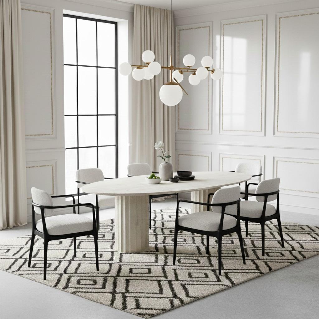 ROMA - Table de salle à manger elliptique d'intérieur/extérieur en finition plâtre vieilli en vente 4