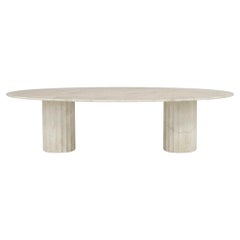 ROMA – Indoor/Outdoor Elliptical Dining Table in Aged Plaster Finish