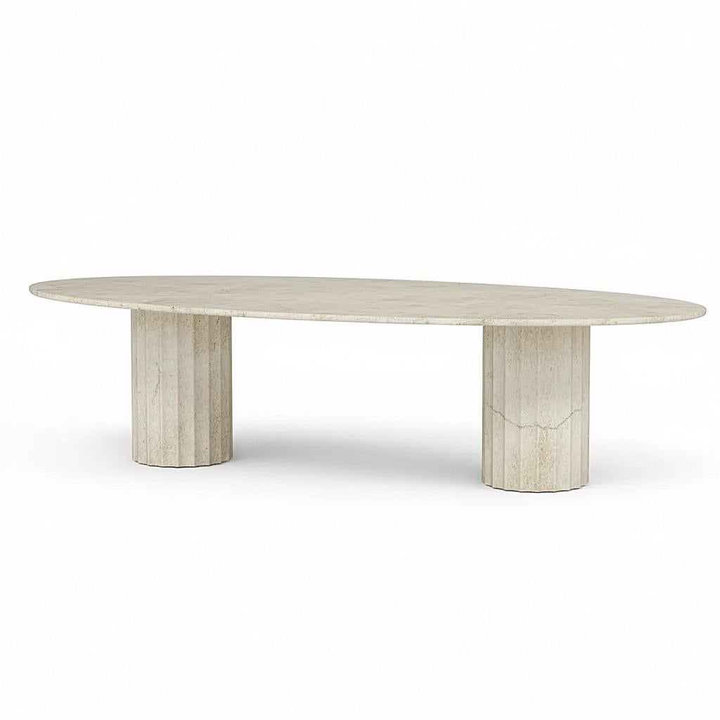 Moderne ROMA - Table de salle à manger elliptique d'intérieur/extérieur en finition plâtre vieilli en vente