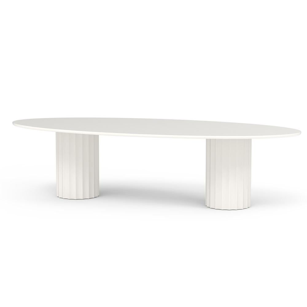 XXIe siècle et contemporain ROMA - Table de salle à manger elliptique d'intérieur/extérieur en finition plâtre vieilli en vente