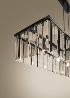 Roma long suspension lamp with bronze glasses