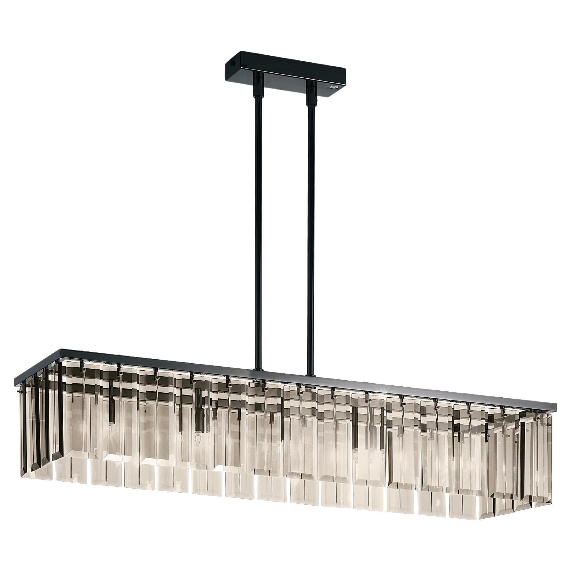 Roma long suspension lamp with bronze glasses For Sale