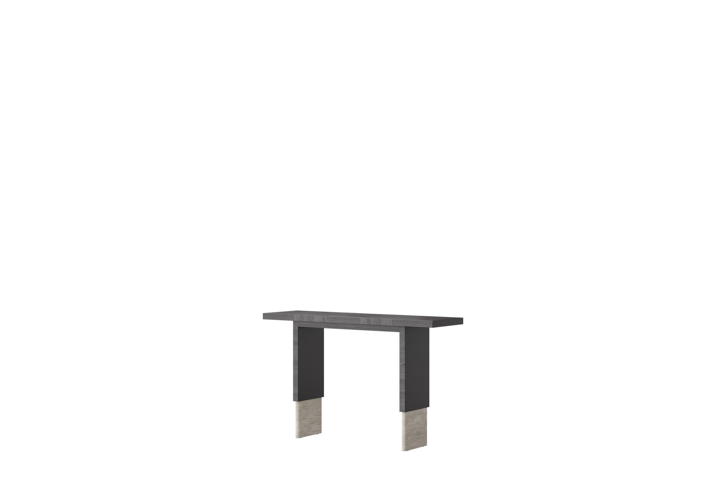 Italian Roma Minimalistic Console in Black Oak and Light BeigeTravertine by Ultramobili For Sale