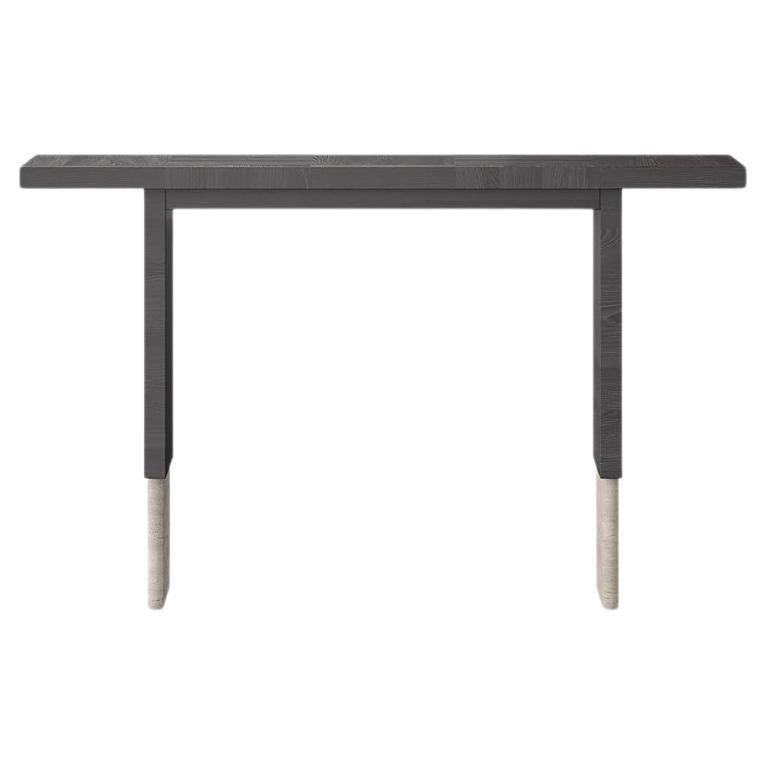 Roma Minimalistic Console in Black Oak and Light BeigeTravertine by Ultramobili