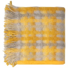 Plaid Mohair Contemporary "Roma", motif à carreaux jaunes et gris