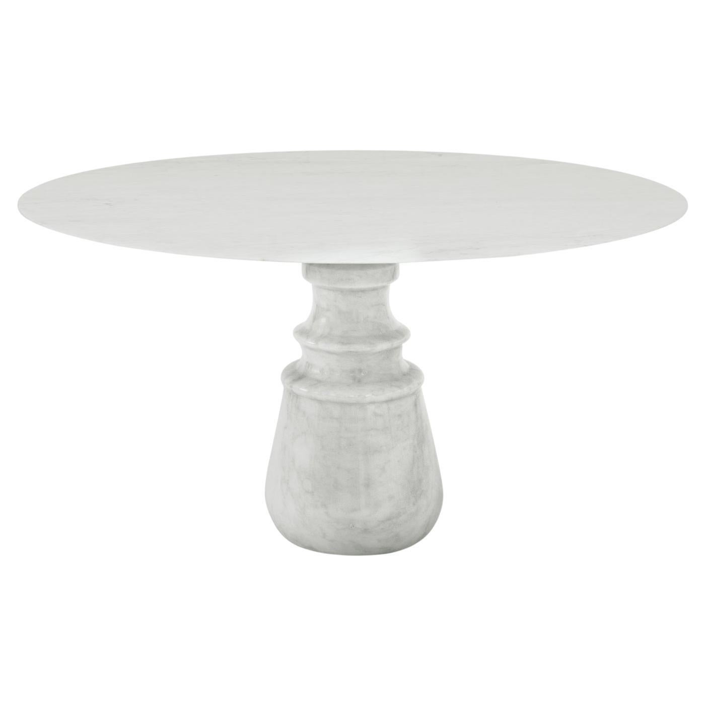 Roma Round White Marble Dining Table
