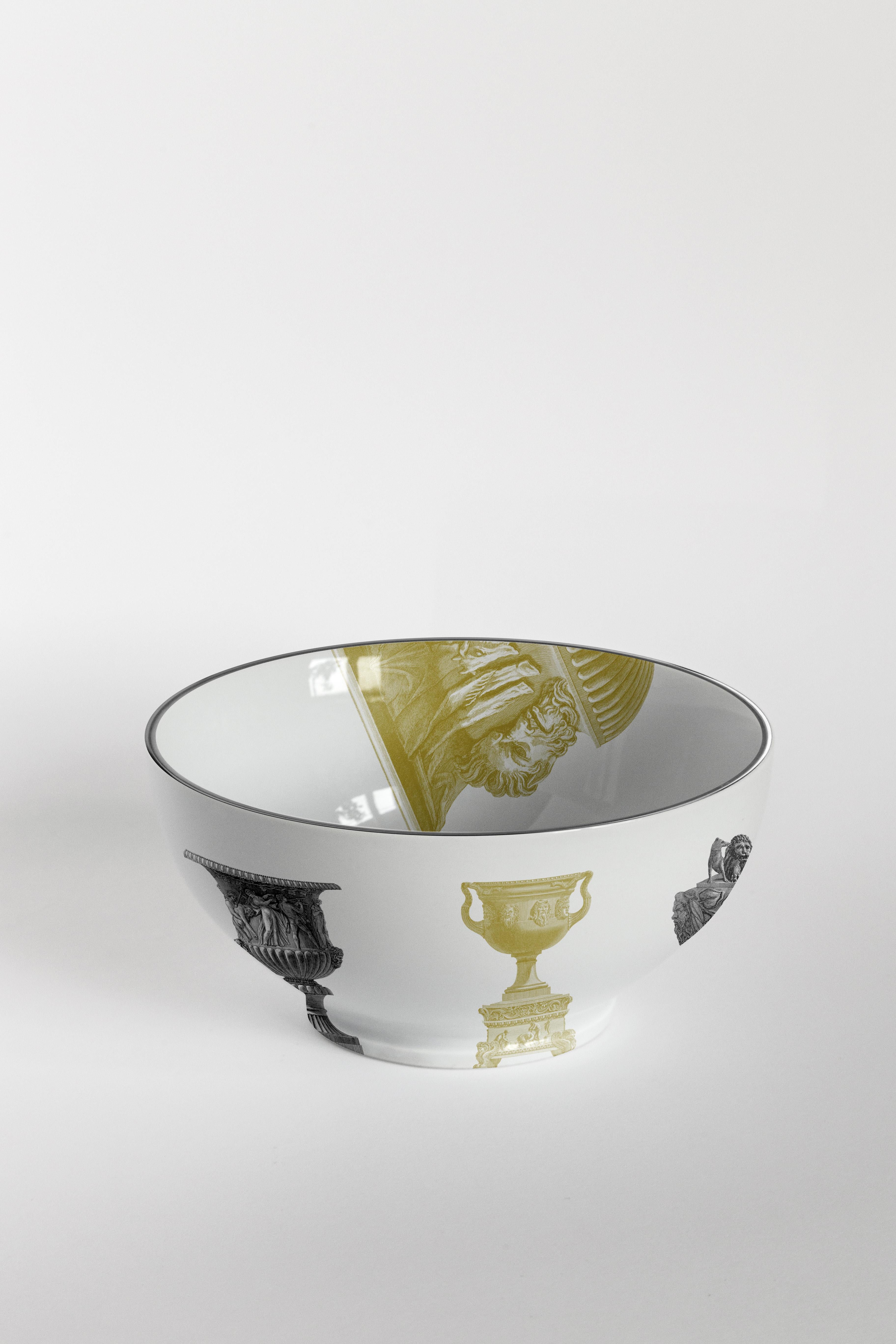 Italian Roma, Six Contemporary Porcelain bowls with Decorative Design For Sale